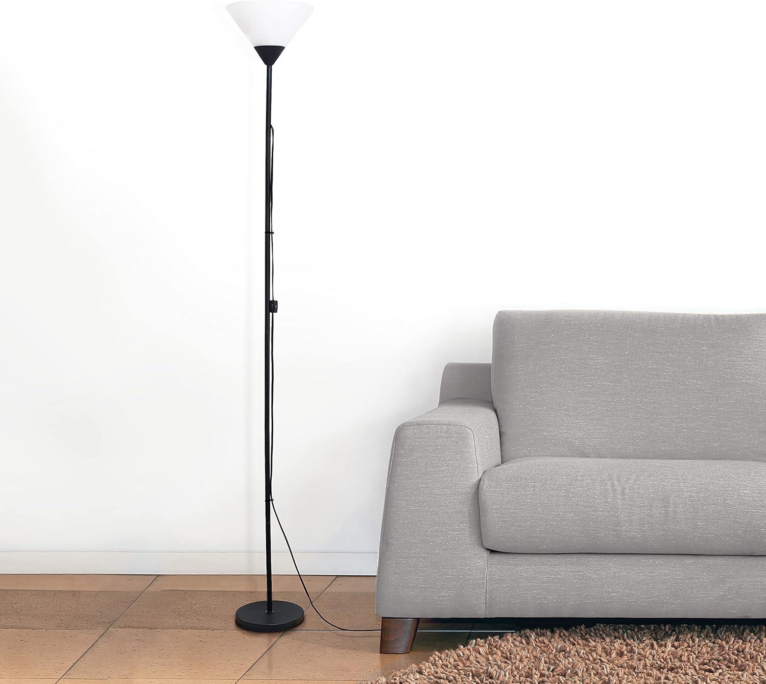 Simple Designs LF1011-BLK 1 Light Stick Torchiere Floor Lamp, Black