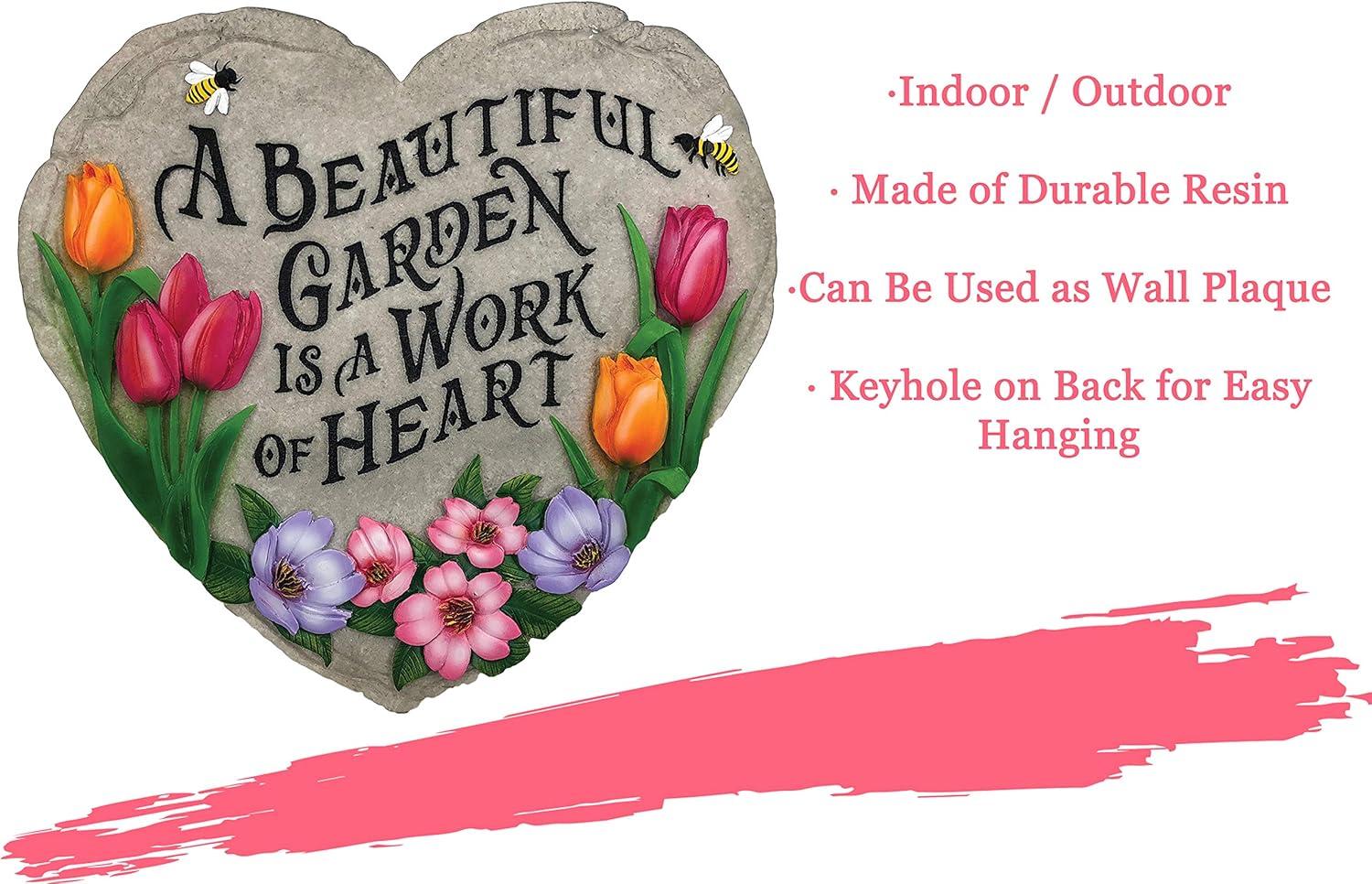 Heart-Shaped Multicolor Resin Garden Stepping Stone