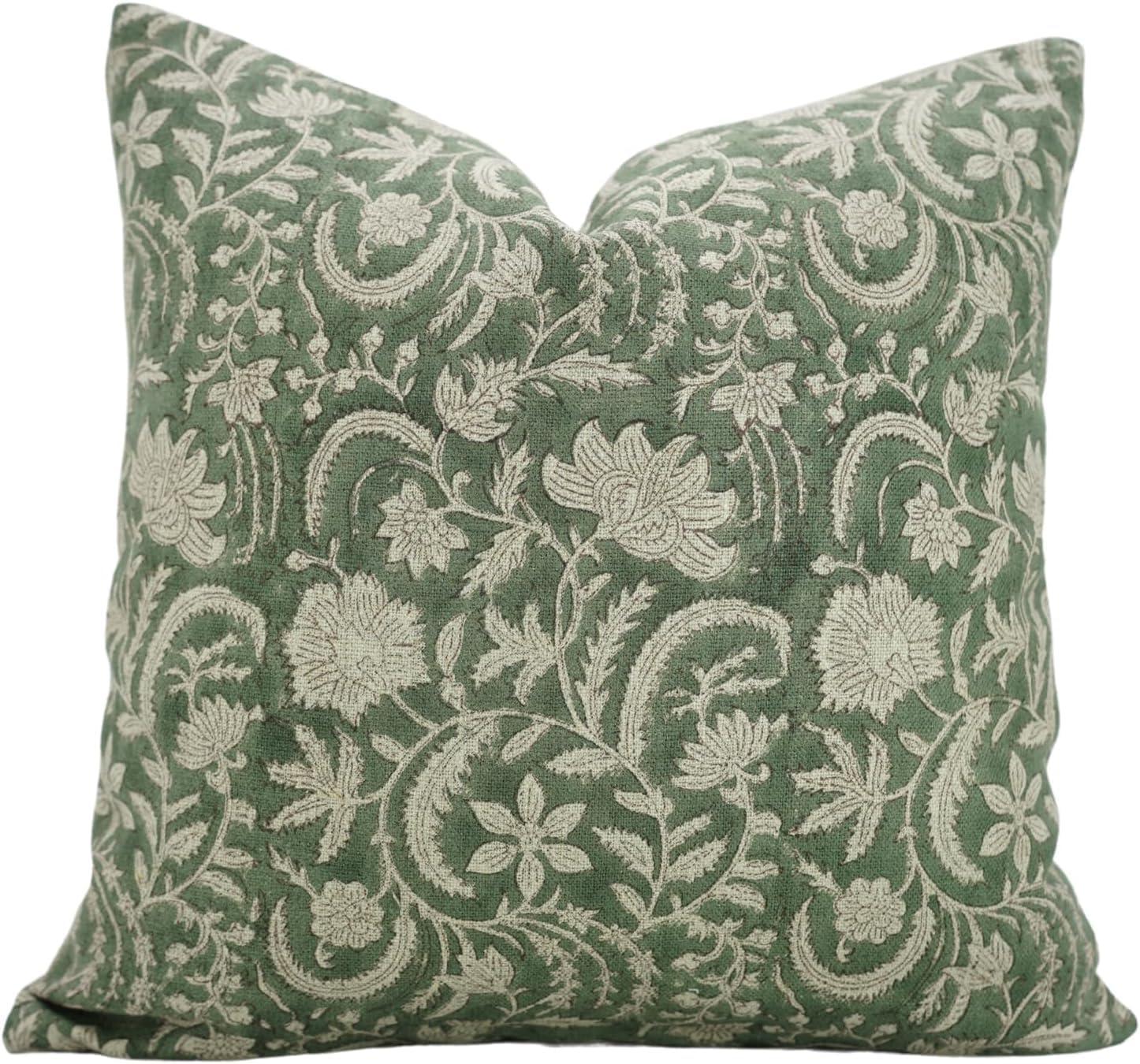 Fabdivine Floral Linen  Pillow Cover for Indoor/Outdoor