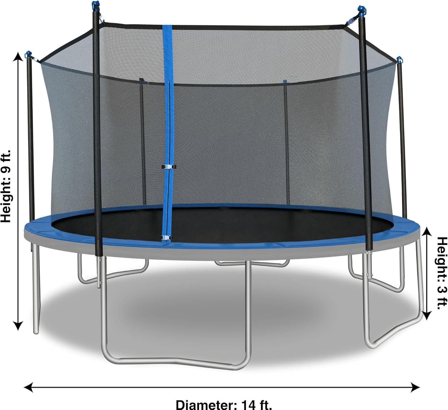 Sportspower TruJump 14' Round Trampoline with Safety Enclosure & with Lifetime Warranty on Jump Mat