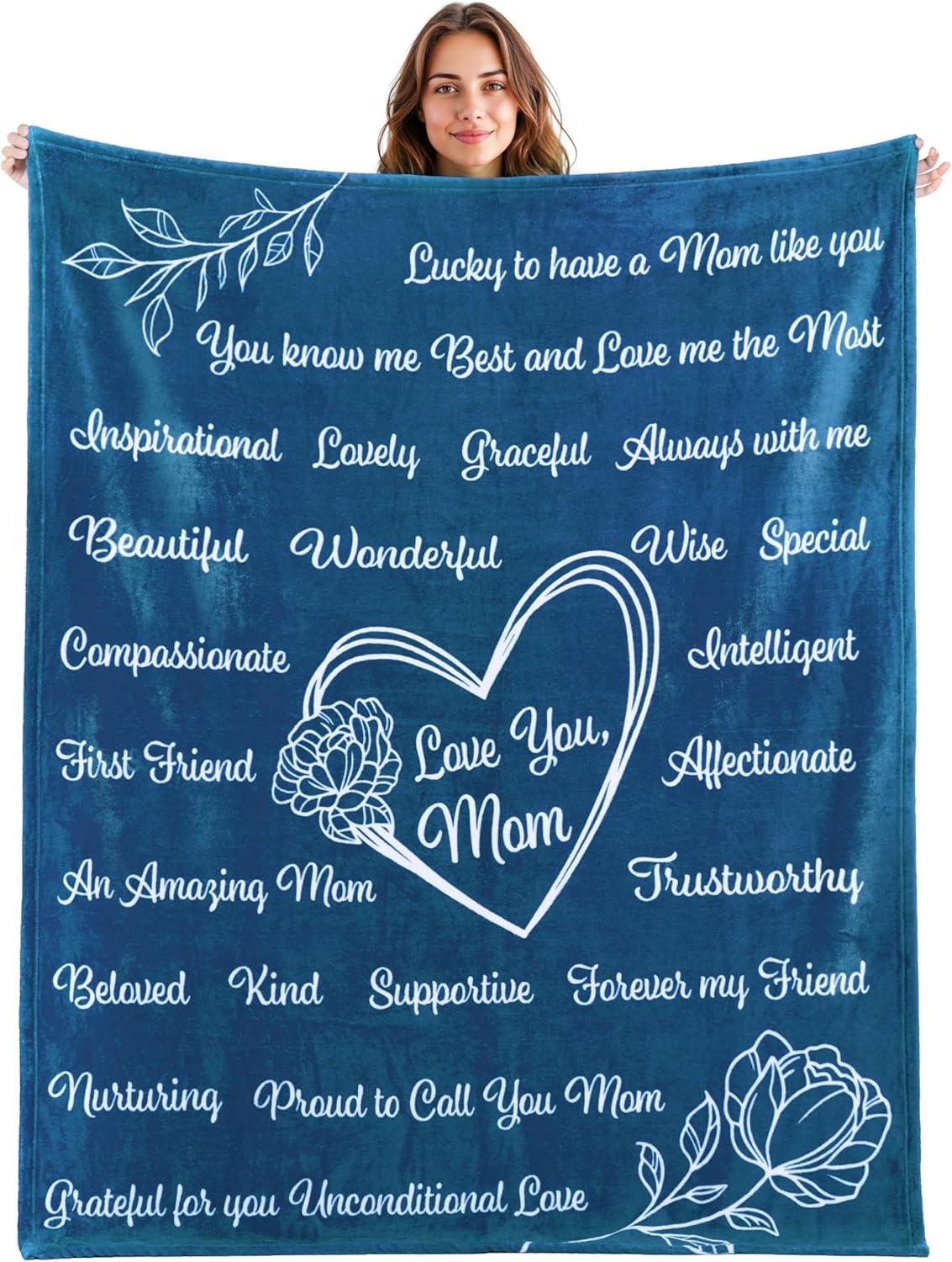 SYNCFUN Soft Warm Hug Blanket - Compassion Throw Blanket Gift with Inspirational Words & Prayer, Purple Gift Blanket for Women Mom Friend 50" x 60"