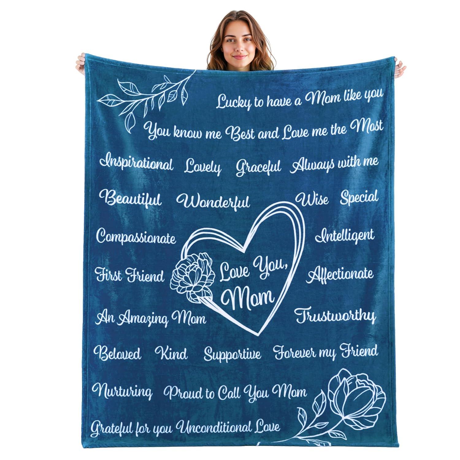 SYNCFUN Soft Warm Hug Blanket - Compassion Throw Blanket Gift with Inspirational Words & Prayer, Purple Gift Blanket for Women Mom Friend 50" x 60"