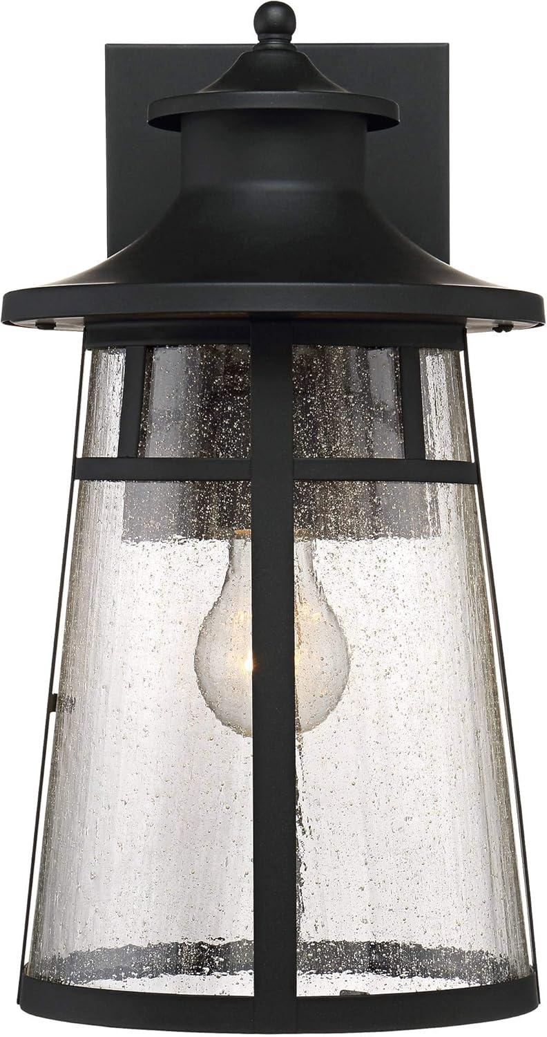 John Timberland Clement Mission Outdoor Wall Light Fixtures Set of 2 Cast Iron Black 15" Clear Seedy Glass for Post Exterior Barn Deck House Porch