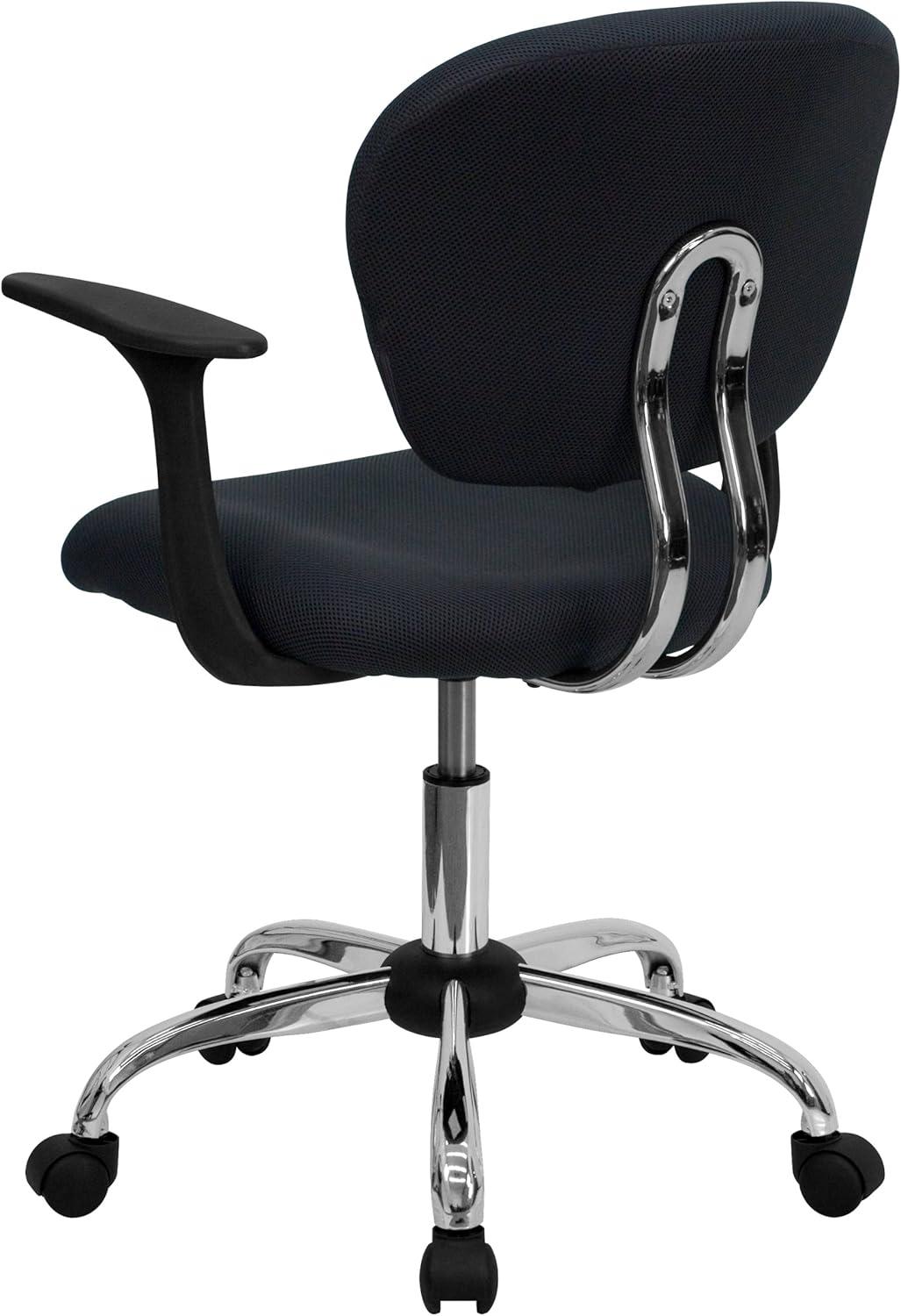 Modern Mid-Back Gray Mesh Swivel Task Chair with Chrome Base