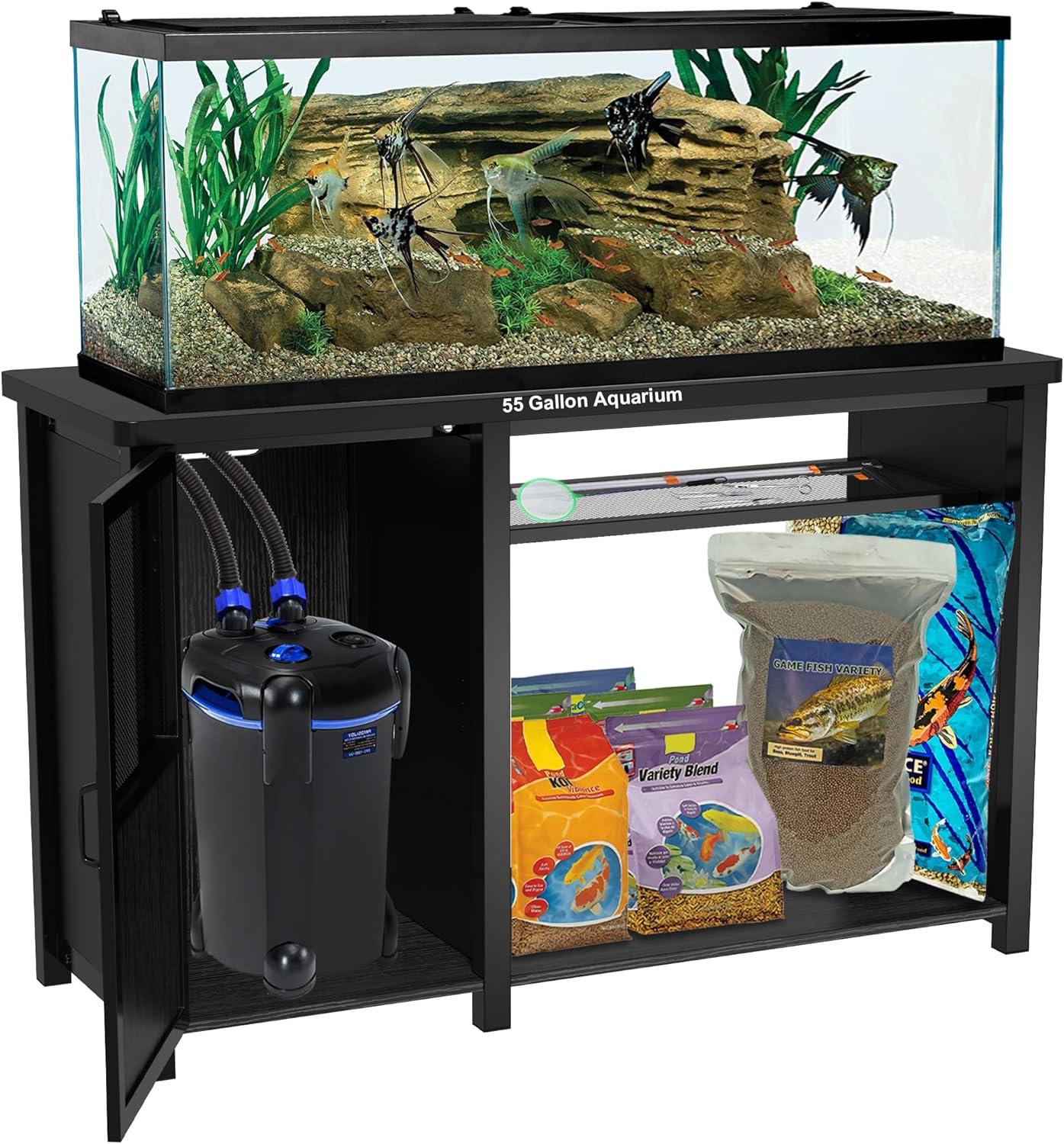 GDLF 55-75 Gallon Fish Tank Stand Heavy Duty Metal Aquarium Stand with Cabinet,52"L*19.68"