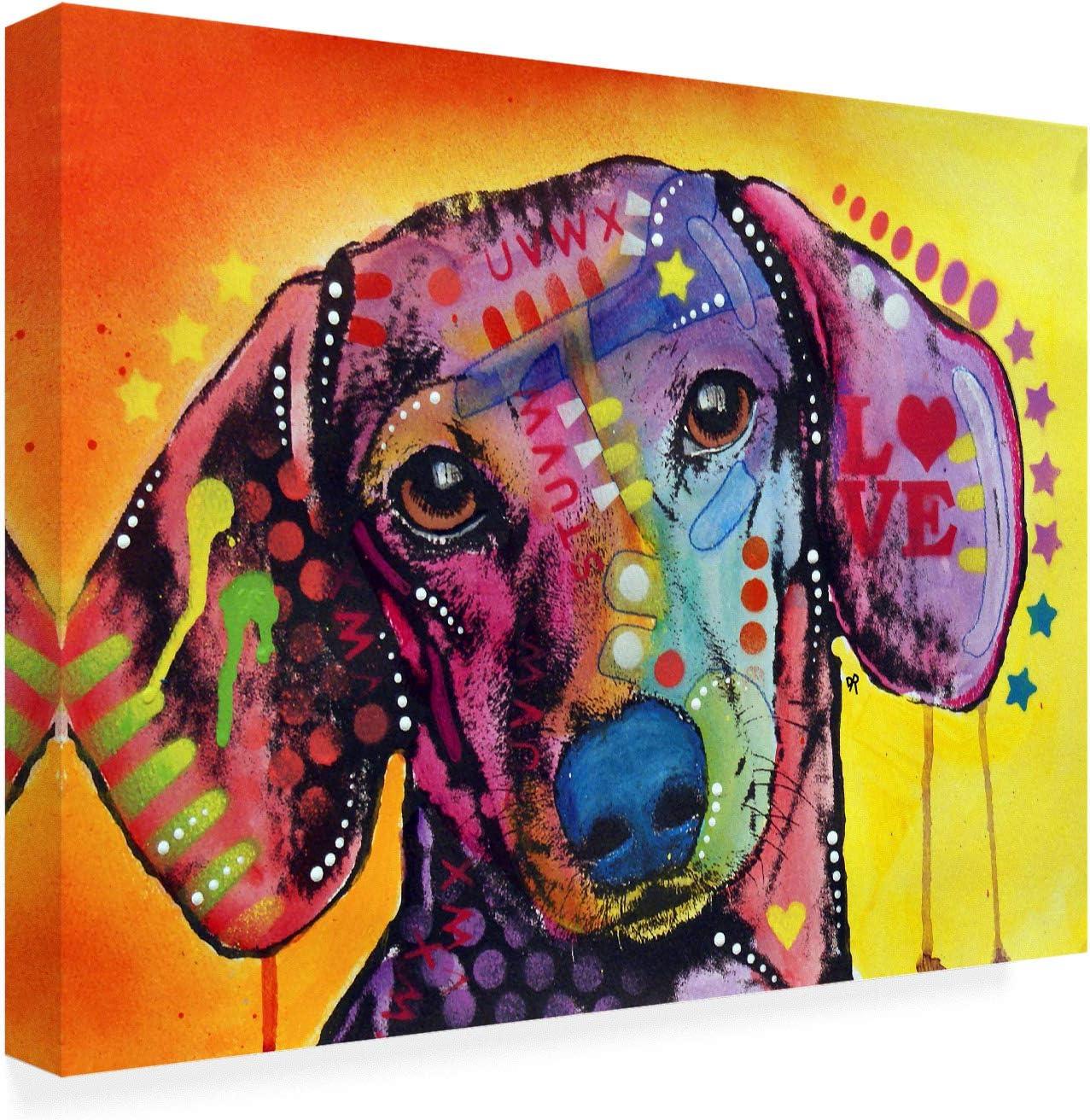 Trademark Fine Art -Dean Russo 'Tilt Dachshund Love' Canvas Art - 18''x24''