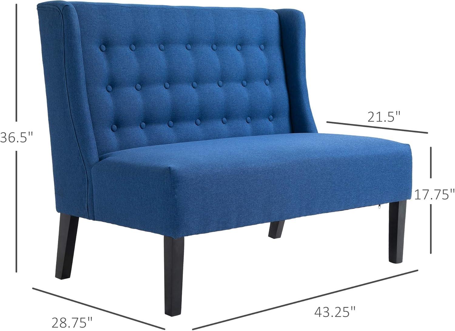 HOMCOM Tapicería de Tela de Lino Sofá Doble Sofá de Dos Plazas Capitoné Sofá sin Brazos Muebles de Salón con Patas de Madera