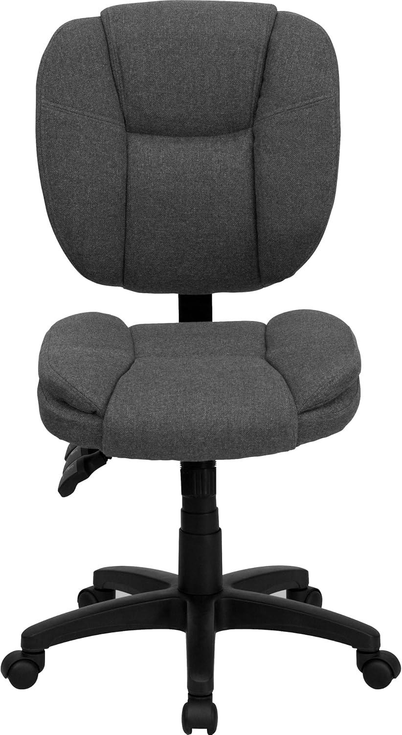 BizChair Mid-Back Gray Fabric Multifunction Swivel Ergonomic Task Office Chair with Pillow Top Cushioning