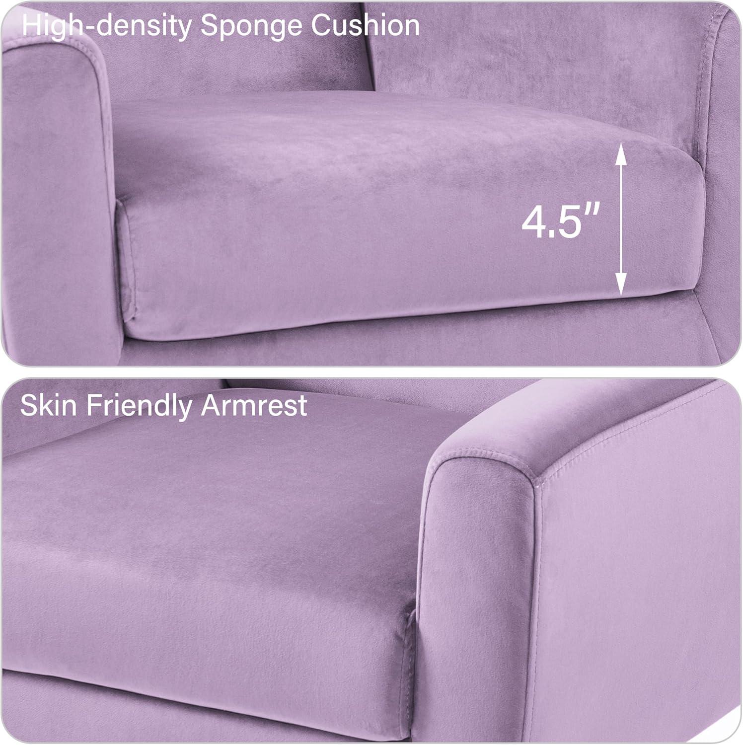 Mid-Century Modern Purple Velvet Accent Chair with Wood Legs