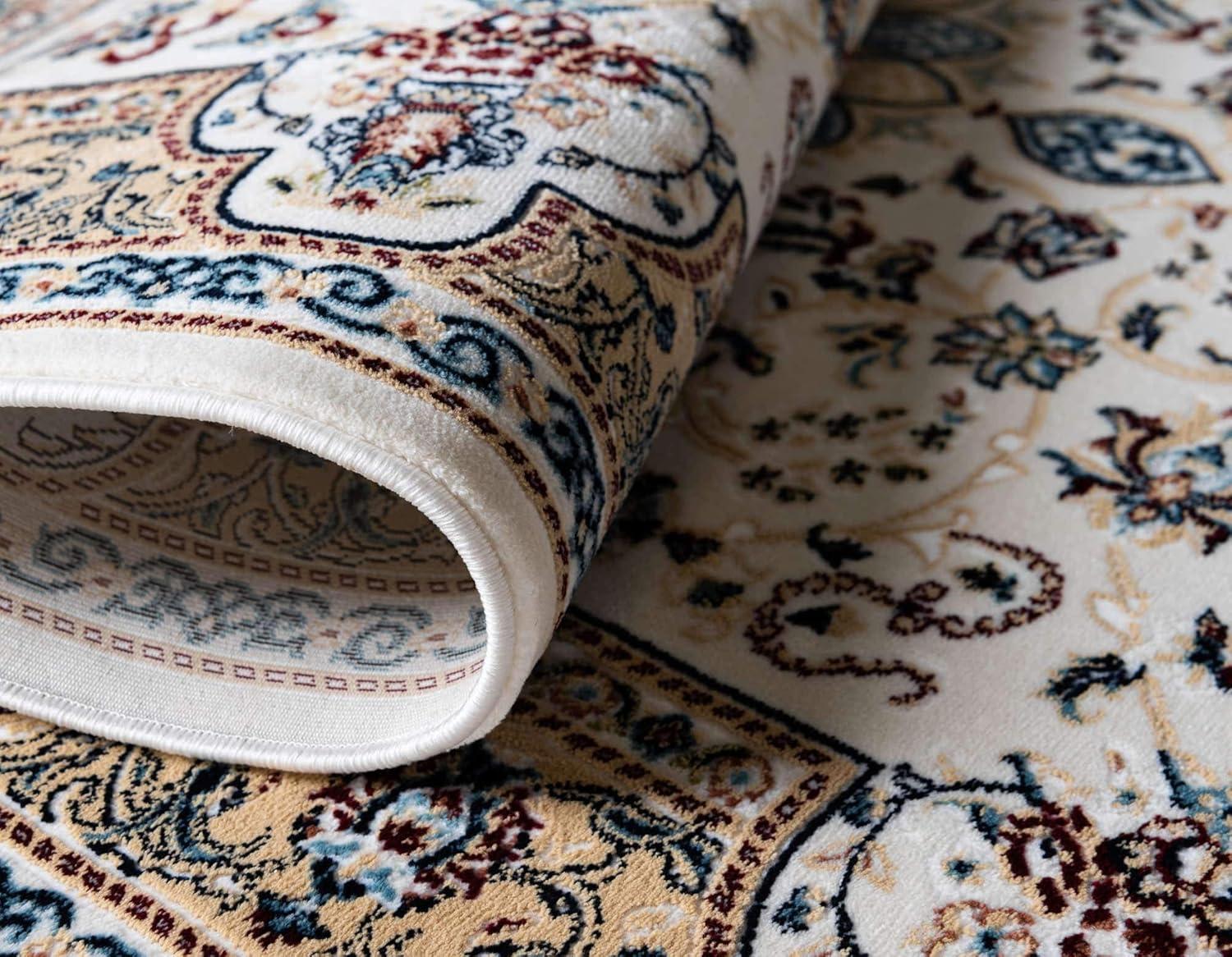 Rugs.com Rabia Collection Rug – 3' x 5' Ivory Low Rug Perfect For Entryways, Kitchens, Breakfast Nooks, Accent Pieces