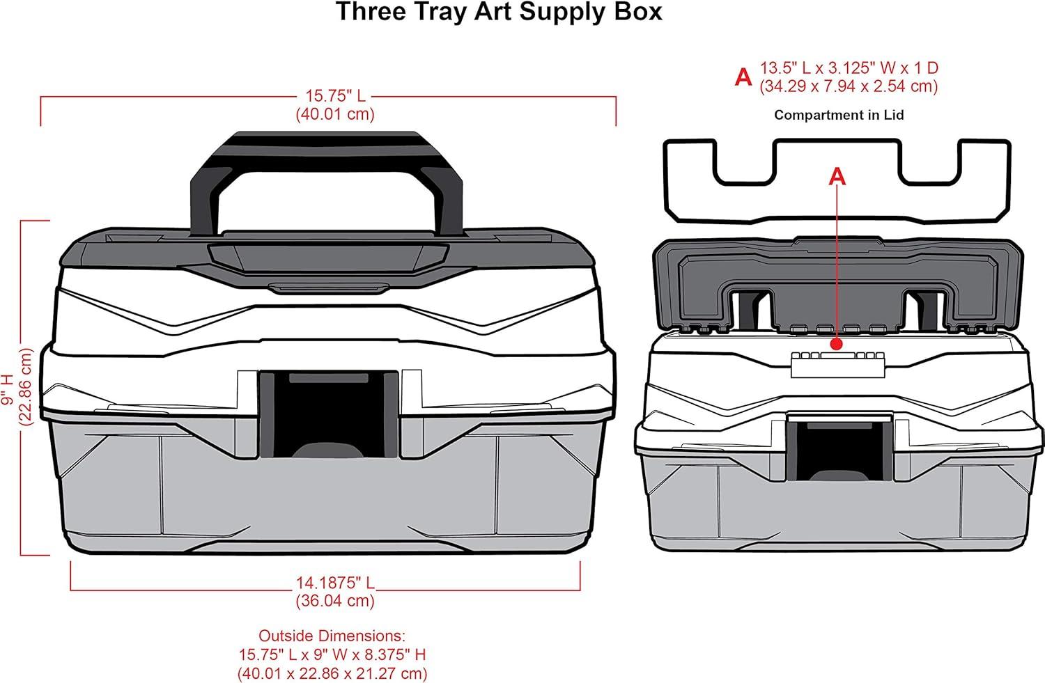 Black and Gray Plastic 3-Tray Art Supply Organizer