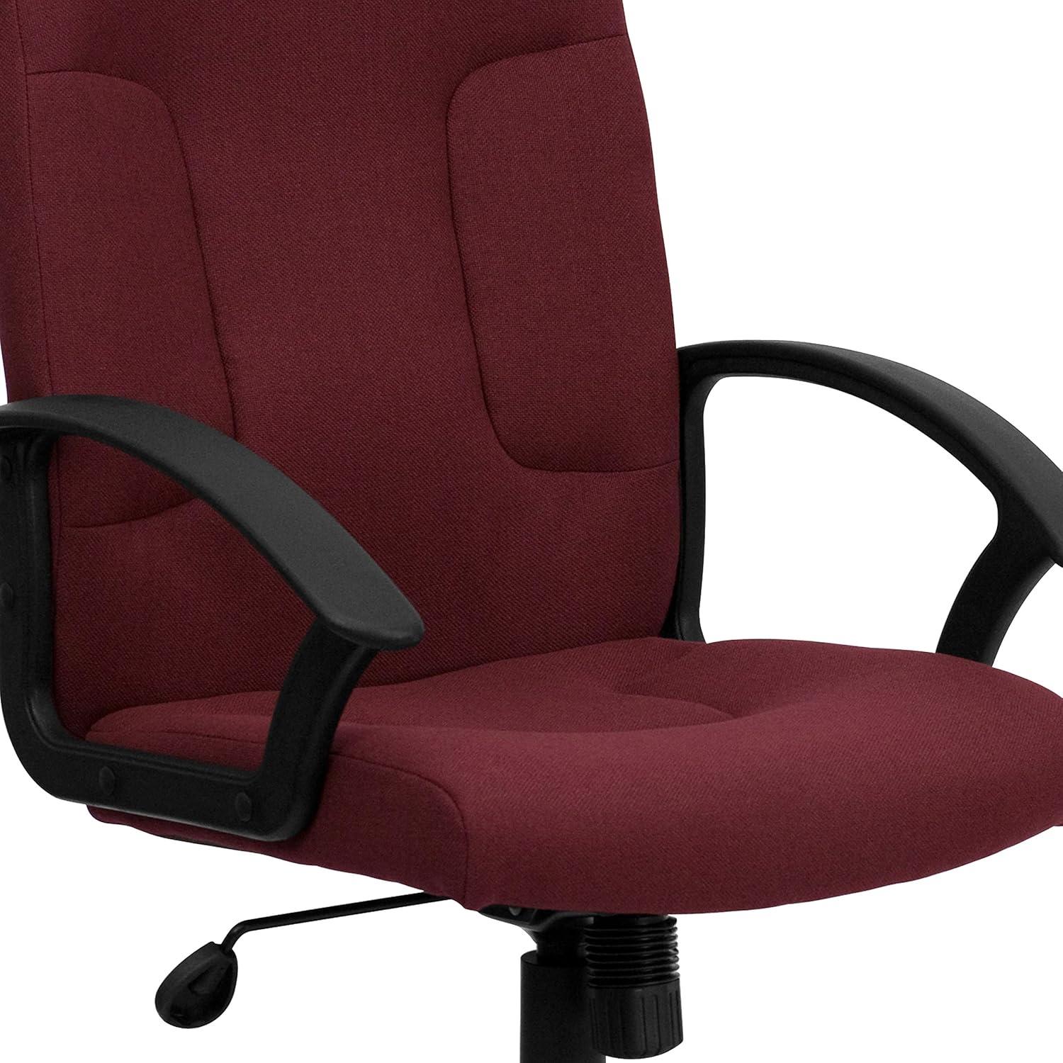 Flash Furniture Mid-Back Burgundy Fabric Executive Swivel Office Chair with Nylon Arms