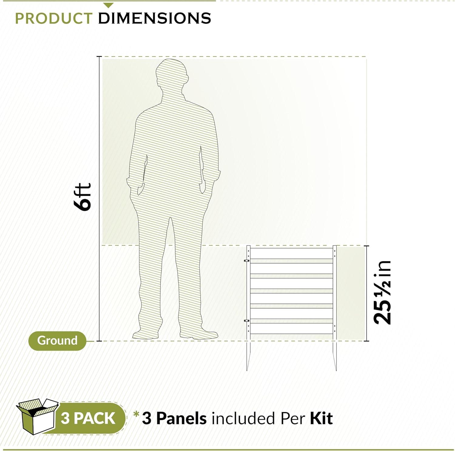 Zippity Outdoor Products 26in H x 24in W (3 Panels) No Dig Zippity Maui Fence Kit, Charcoal Color WoodTek Vinyl Fence Panel, Temporary Outdoor Border for Garden, Easy Install DIY Fence for Backyard, Patio, & Deck, ZP19066