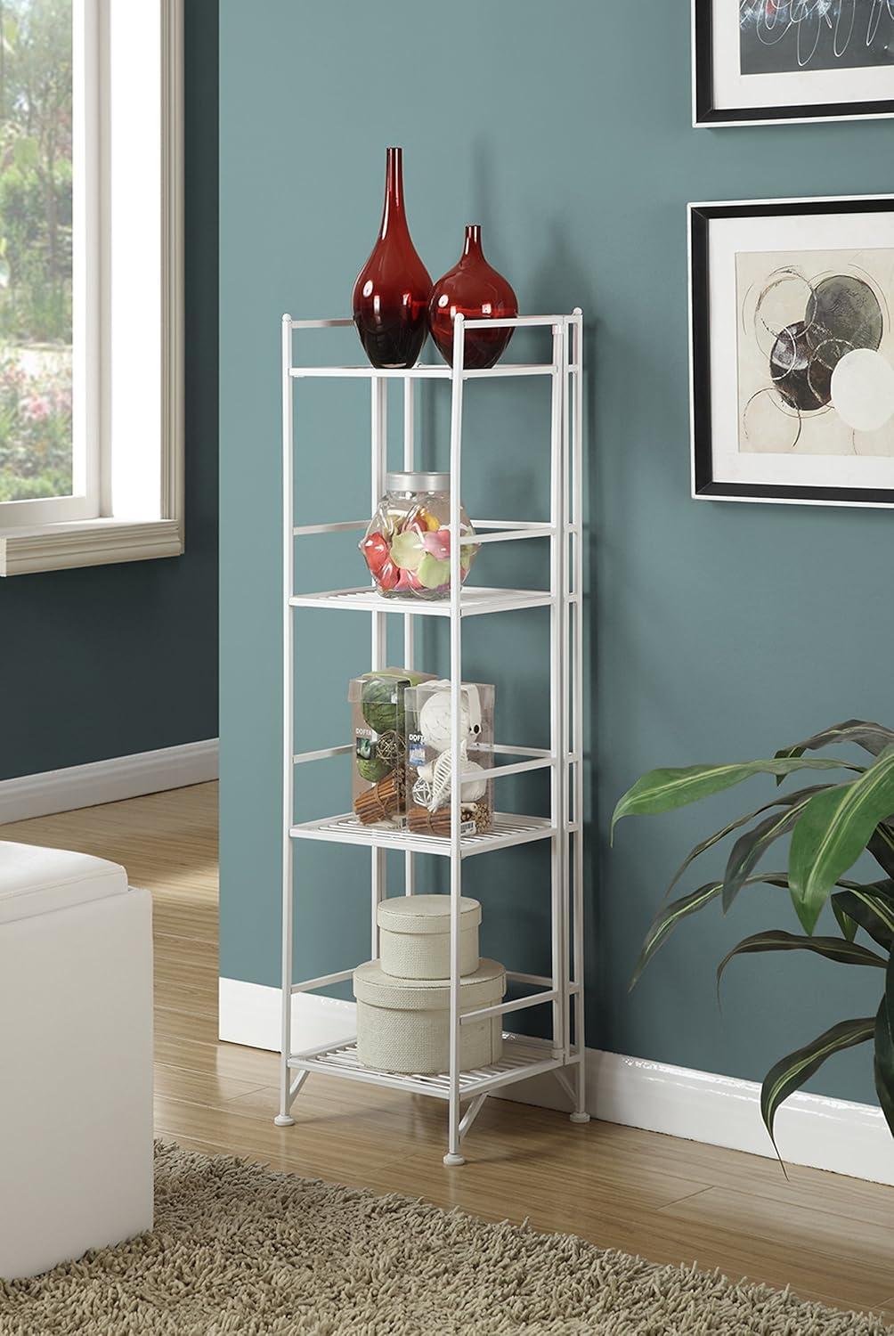 Convenience Concepts Designs2Go Metal Folding 4 Shelf Bookcase, White