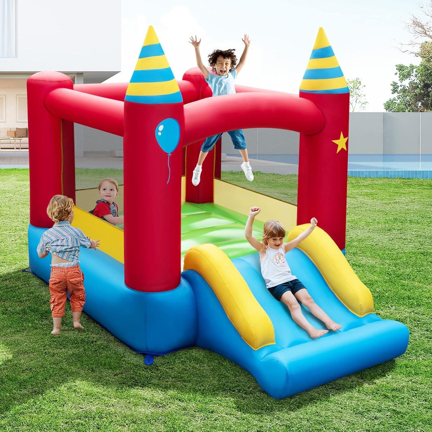 Costway Inflatable Bounce Castle Kids Jumping Bouncer Indoor Outdoor with 480W Blower