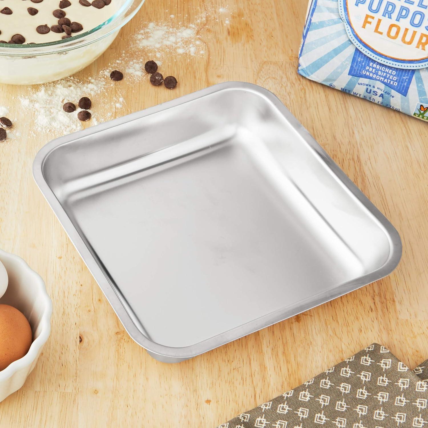 Square Stainless Steel Non-stick Cake Pan, 8 x 8 inches