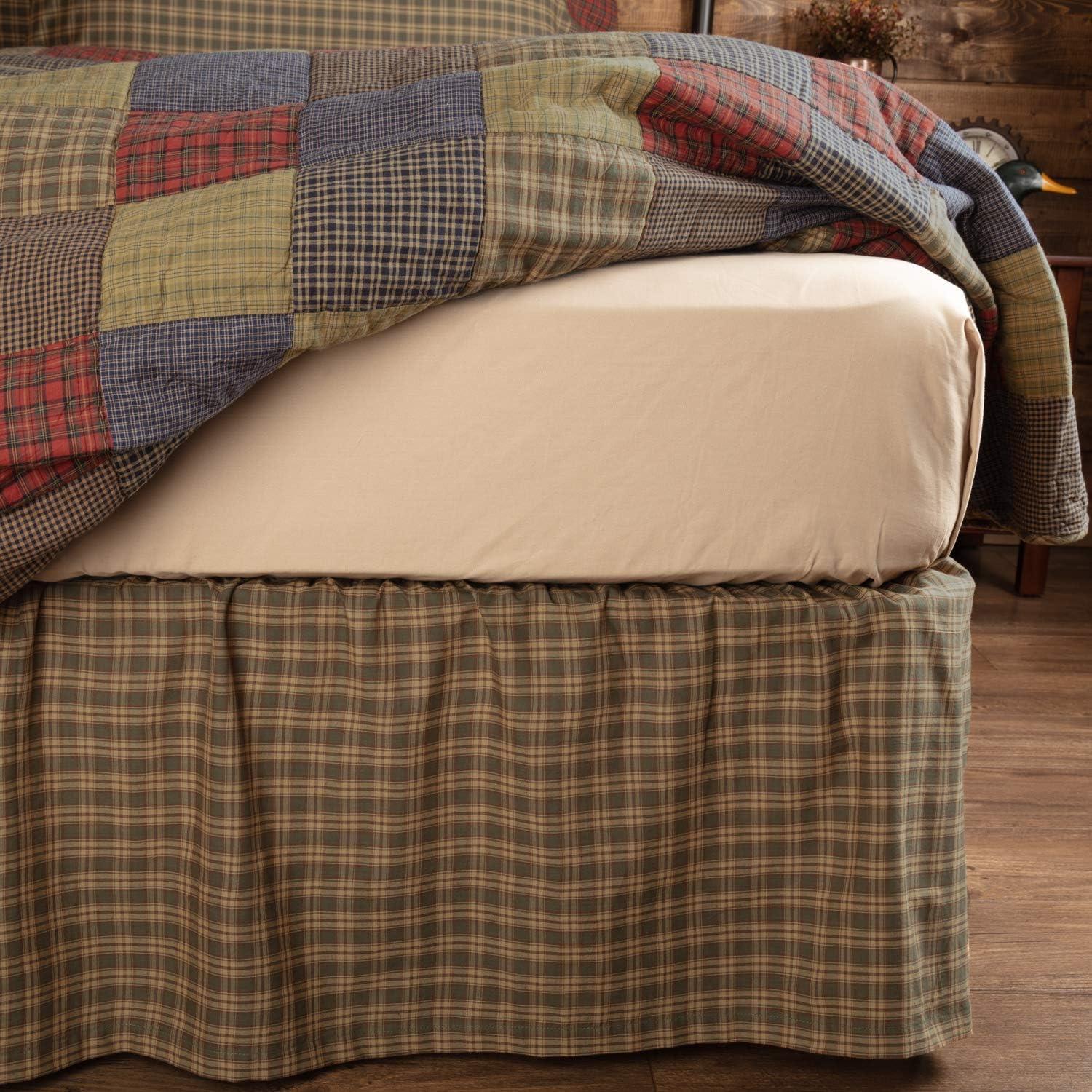 Cedar Ridge Twin Cotton Plaid Bed Skirt with Split Corners