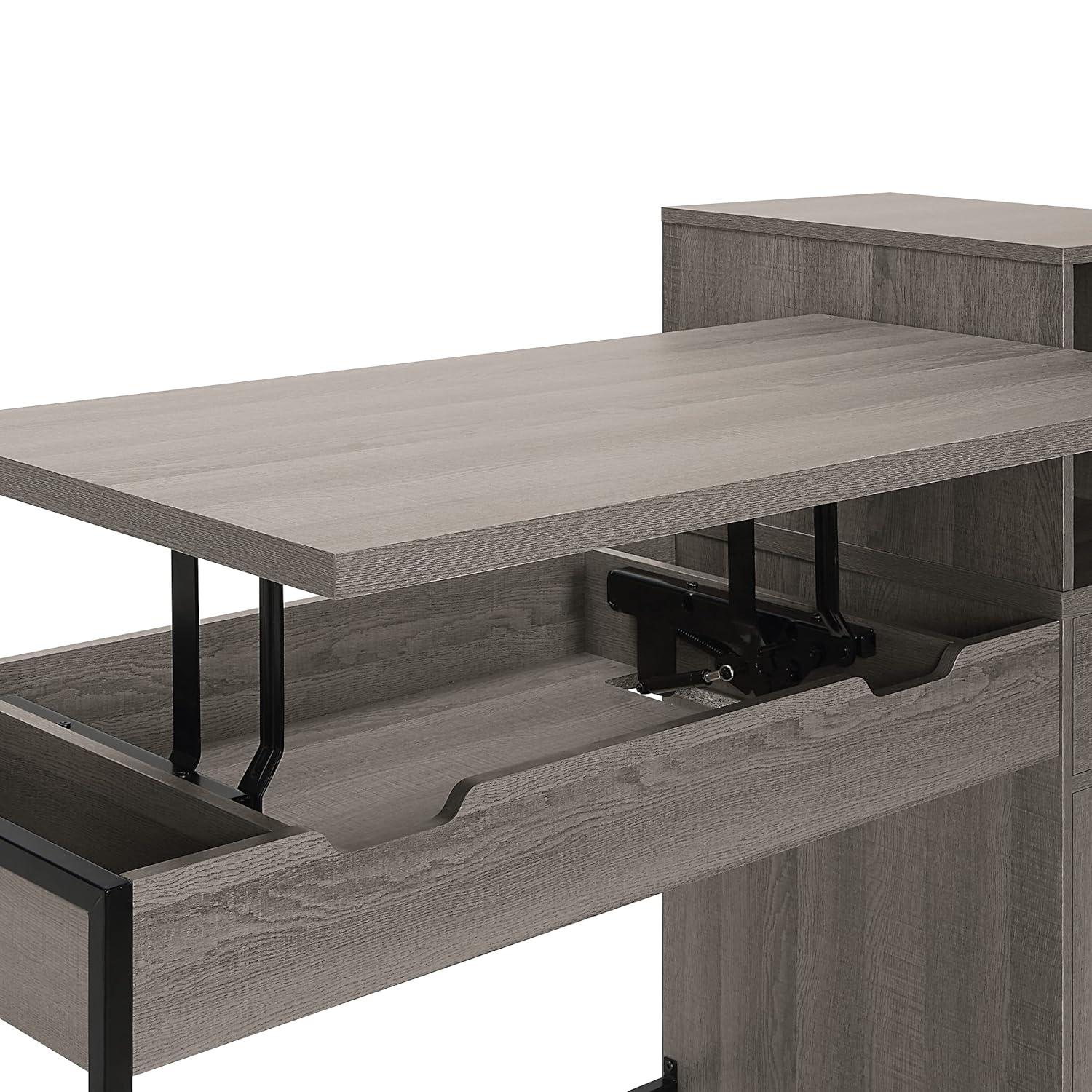 Hagney Lane Worksmart Sit-To-Stand Desk in Farm Oak Engineered Wood