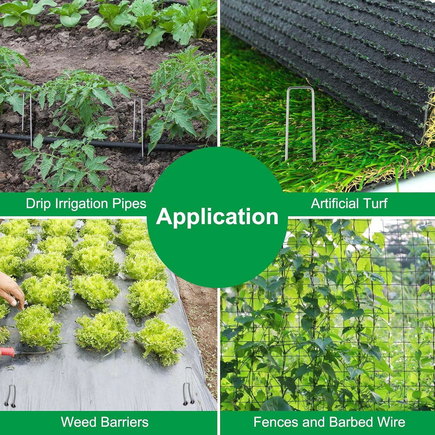 Finderomend 100 Pack Landscape Staples, 6" 8 Gauge Galvanized Steel Garden Stakes,Landscape Pins Turf Staples for Securing Weed Barrier Artificial Grass