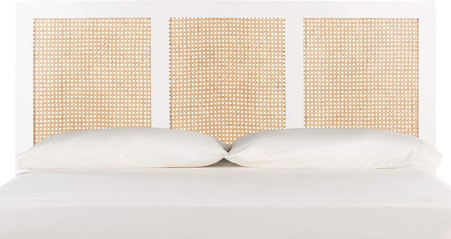 SAFAVIEH Vienna Cane Farmhouse Wood Headboard, Full, White Wash