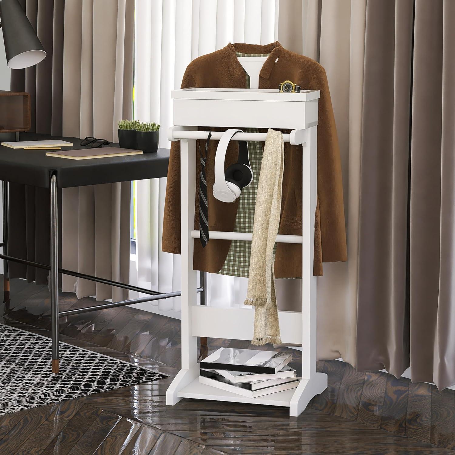 Lark Manor™ Portable Garment Rack Clothes Valet Stand With Storage Organizer Table Entryway Organizer Garment Rack