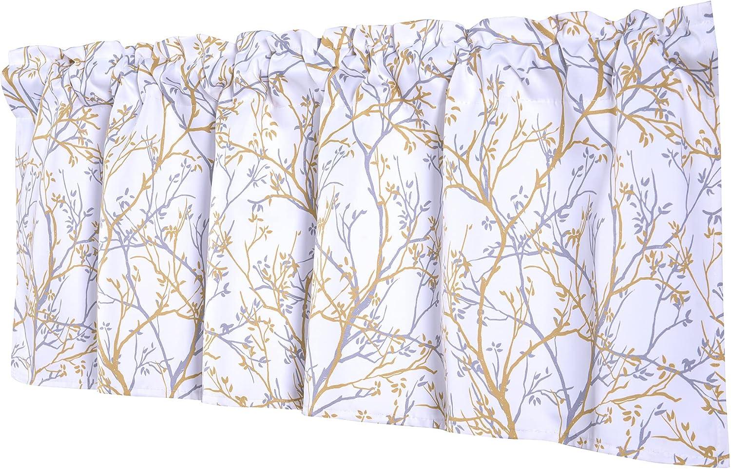 Floral Flower Thermal Insulated Energy Saving Window Curtain Valance for Living Room/Bedroom/Kitchen/Kids Rod Pocket 52 by 18 Inch