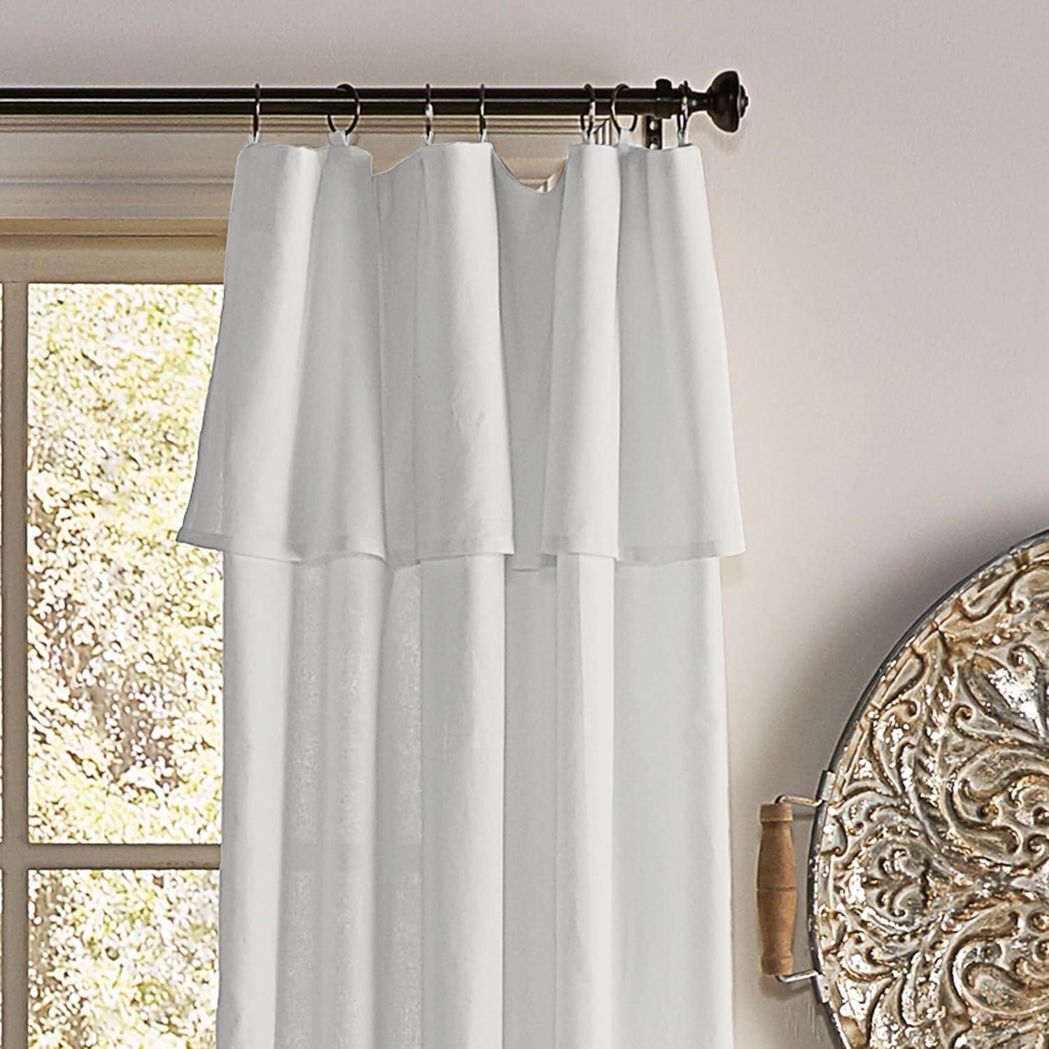 Mercantile Drop Cloth Light Filtering Ring Top Tab Farmhouse Curtain Panel with Valance White 63 Inches