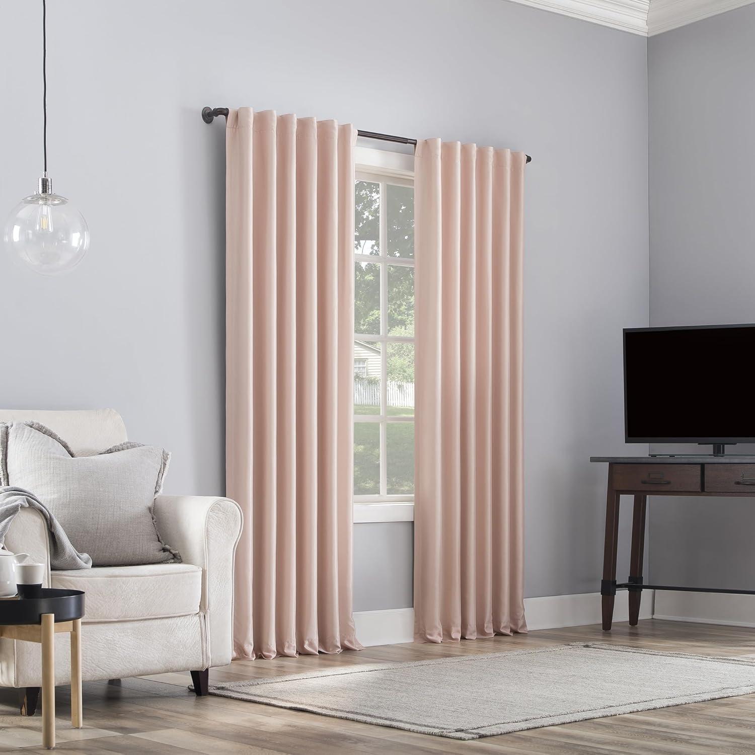 Faux Dupioni Silk Thermal Extreme 100% Blackout Back Tab Curtain Panel