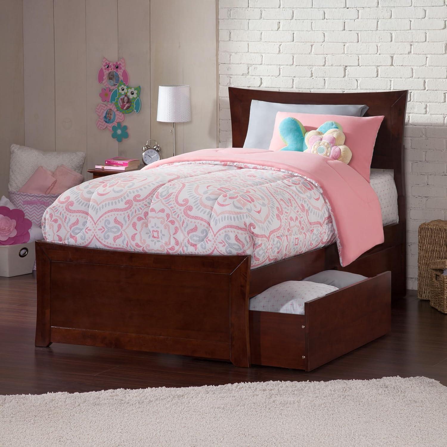 AR9012114 Metro Platform Bed with 2 Urban Bed Drawers, Twin XL, Walnut