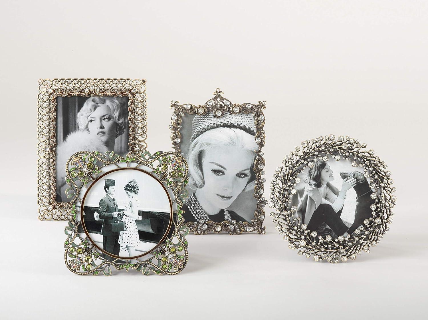 Saro Lifestyle Jeweled Photo Frame With Wreath Design