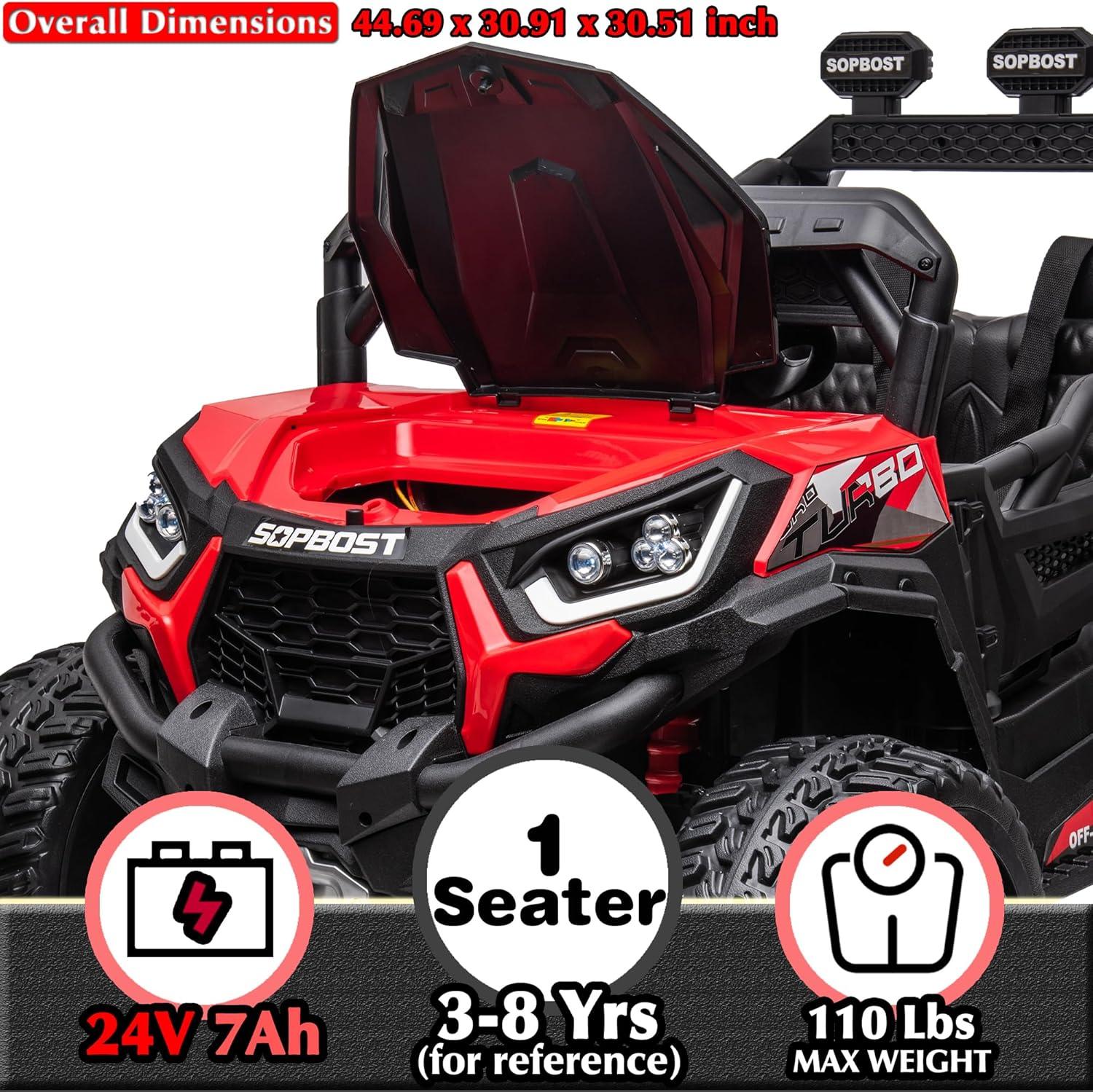 Ride on UTV Car, 24V Battery Powerd Electric Off-Road UTV Car w/Remote Control