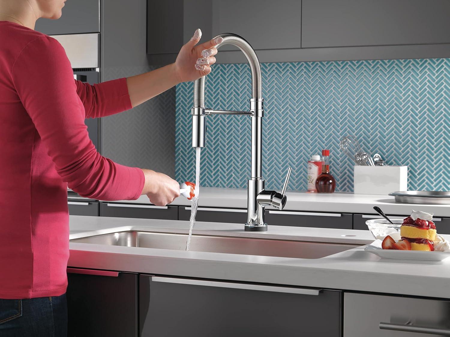 Trinsic Pull Down Sprayer Kitchen Sink Faucet, Pro Commercial Style Pull Down Kitchen Faucet