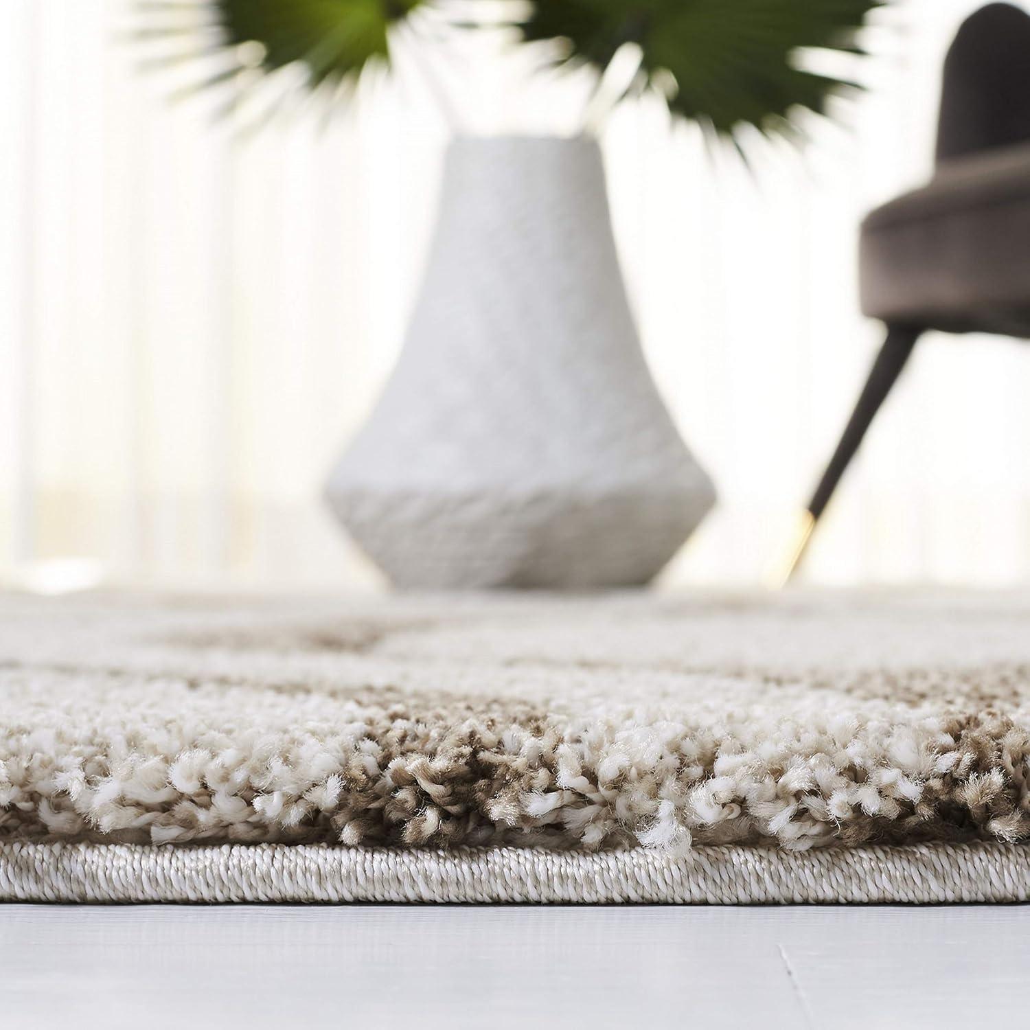 Florida Shag SG461 Power Loomed Indoor Runner Rug - Ivory/Beige - 2'3"x9' - Safavieh