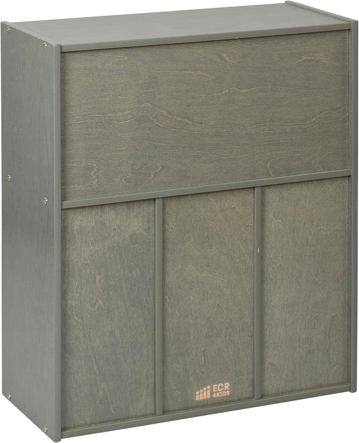 Grey Wash Birch 15-Cubby Kids Storage Cabinet