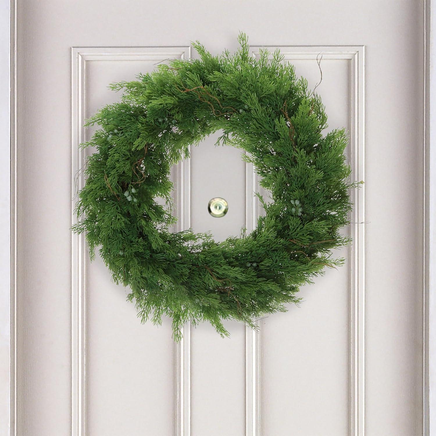 22-Inch Green Juniper and Brown Twig Christmas Wreath