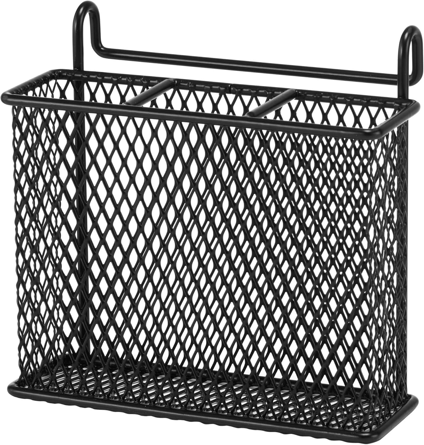 Black Metal 2-Tier Dish Rack with Utensil Cup