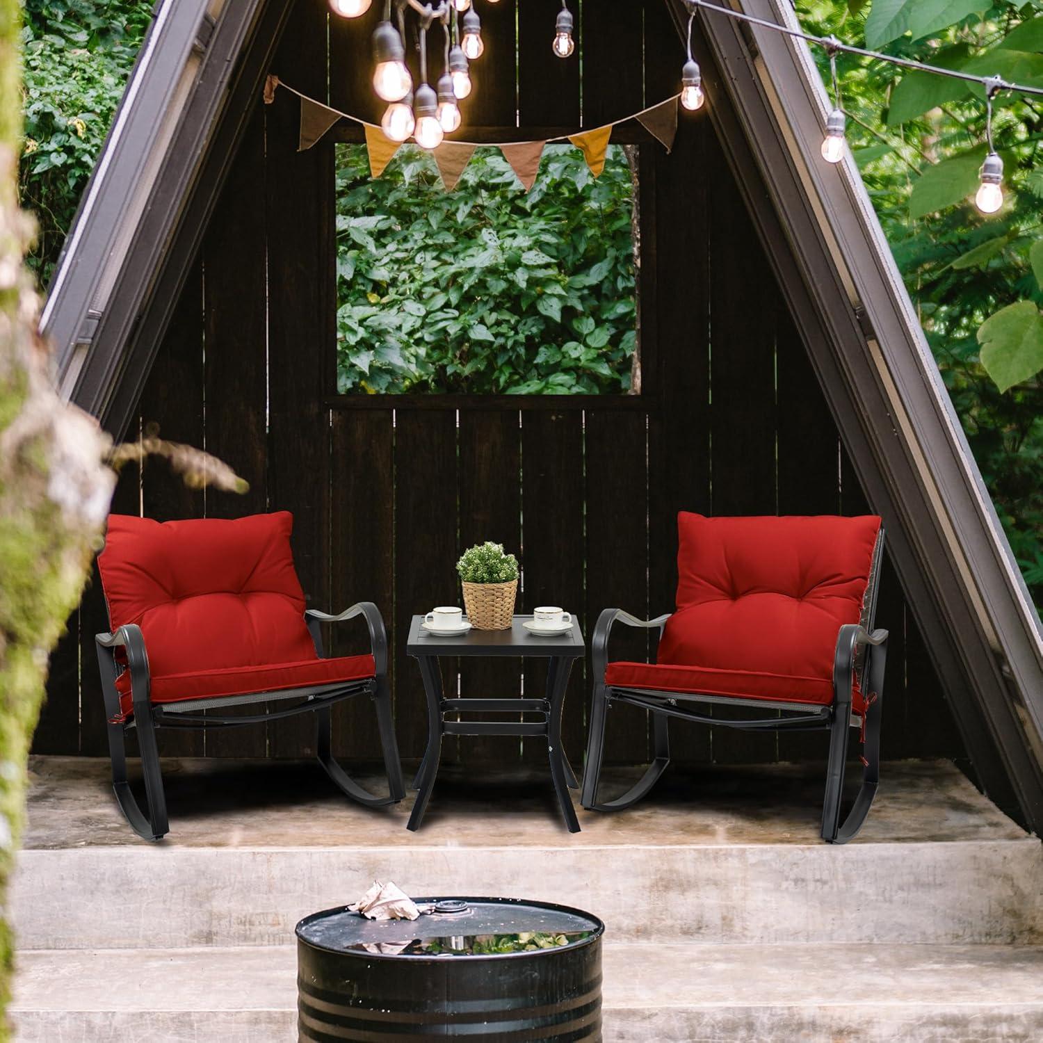 Mercury Row® Preciado 3 Piece Outdoor Patio Set With Cushions-Rocking Chair for Balcony, Lawn and Porch