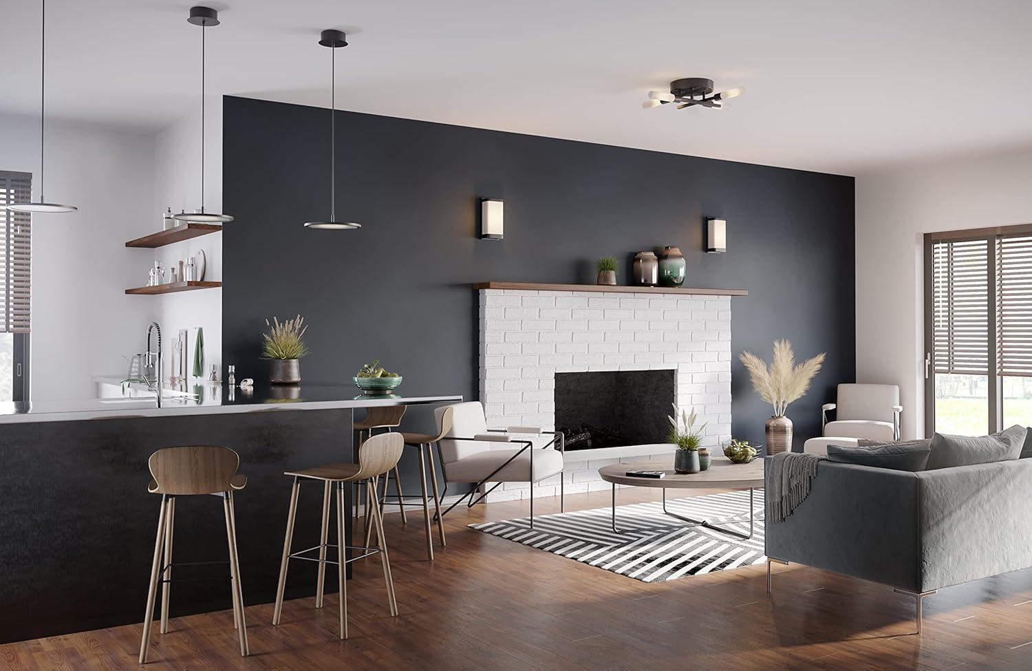 Progress Lighting Everlume 1-Light LED Pendant, Matte Black, Edge-Lit Flat Panel Diffuser