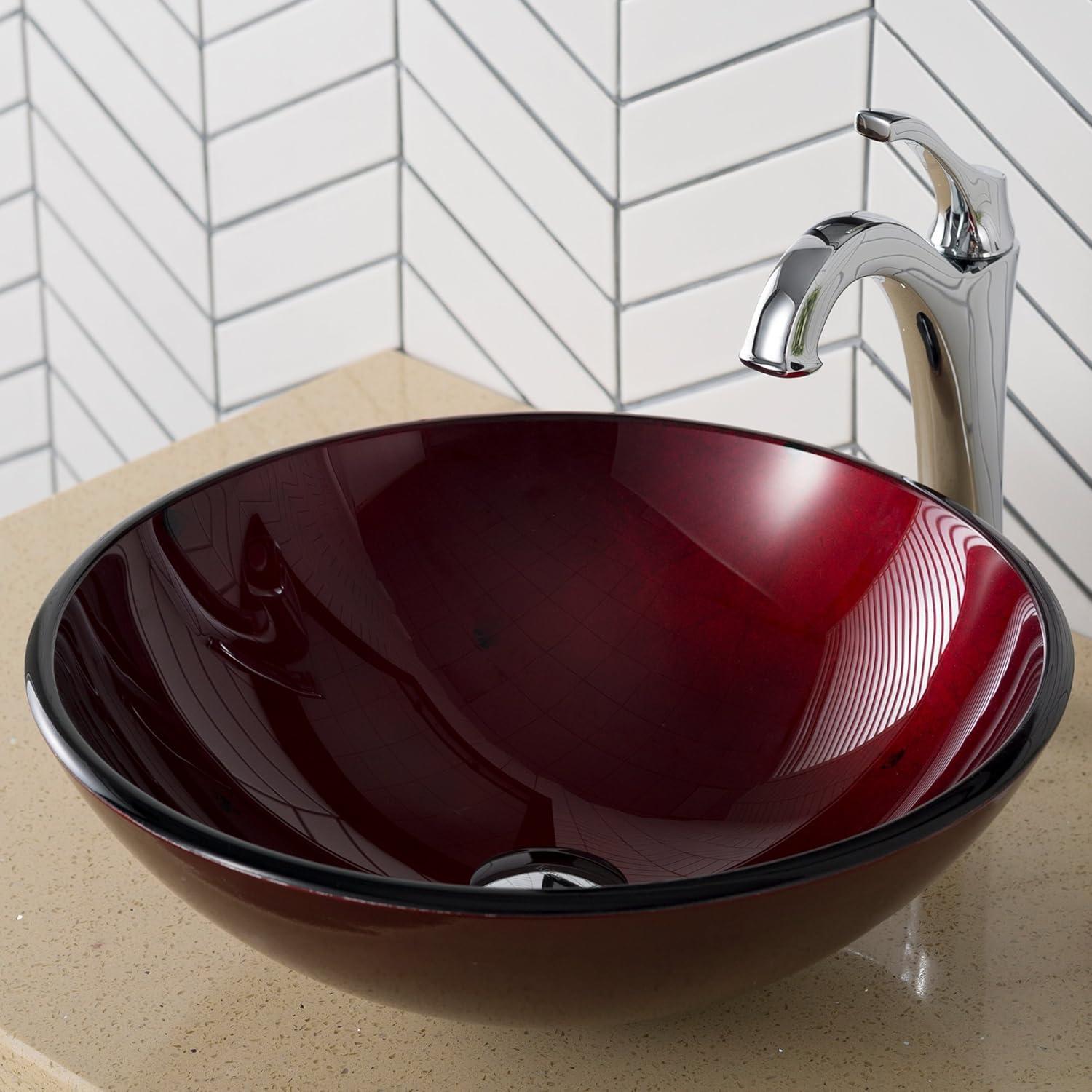 Irruption Glass Circular Vessel Bathroom Sink