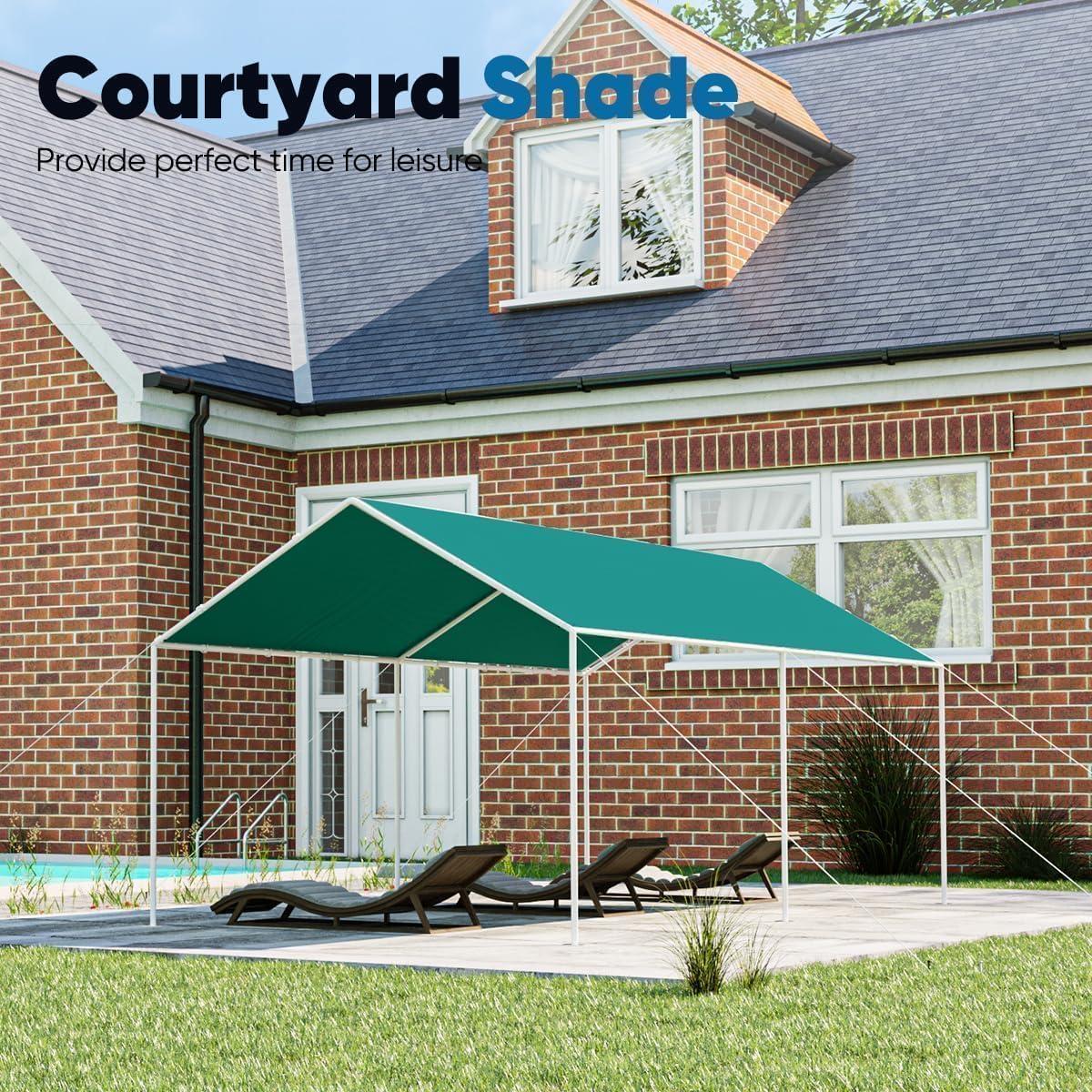 Outdoor Heavy Duty Carport 10 X 20 Ft, Car Canopy Tent with Reinforced Steel Cables (Green)