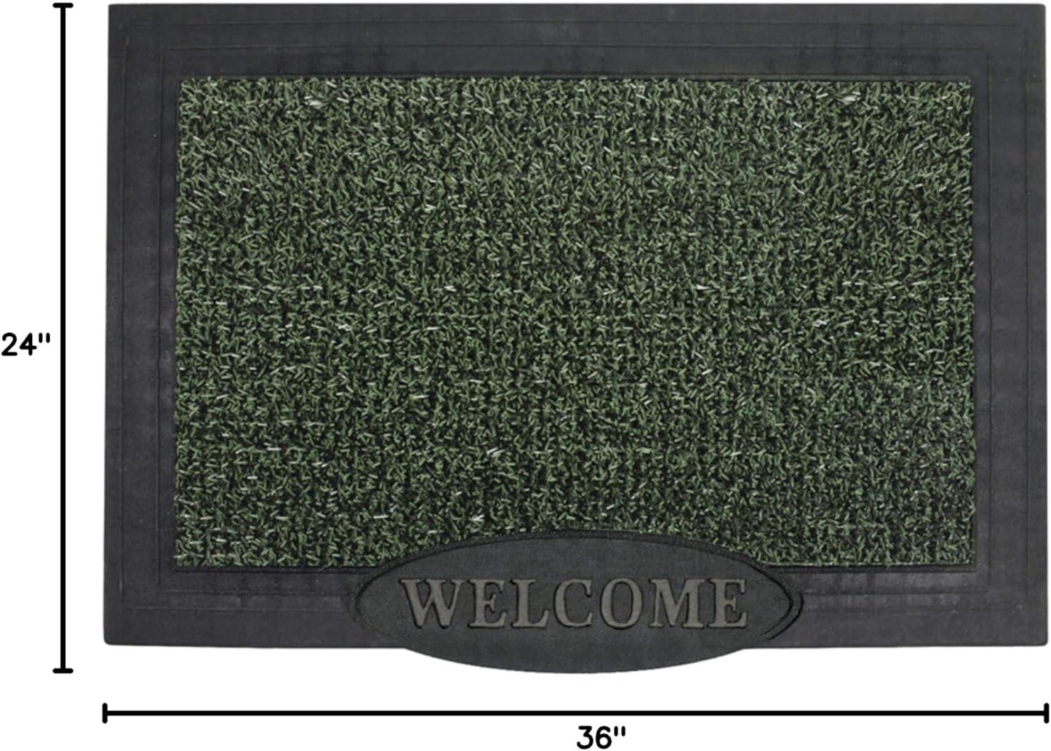 GrassWorx Clean Machine Big Welcome Doormat, 24" x 36", Evergreen (10372051)