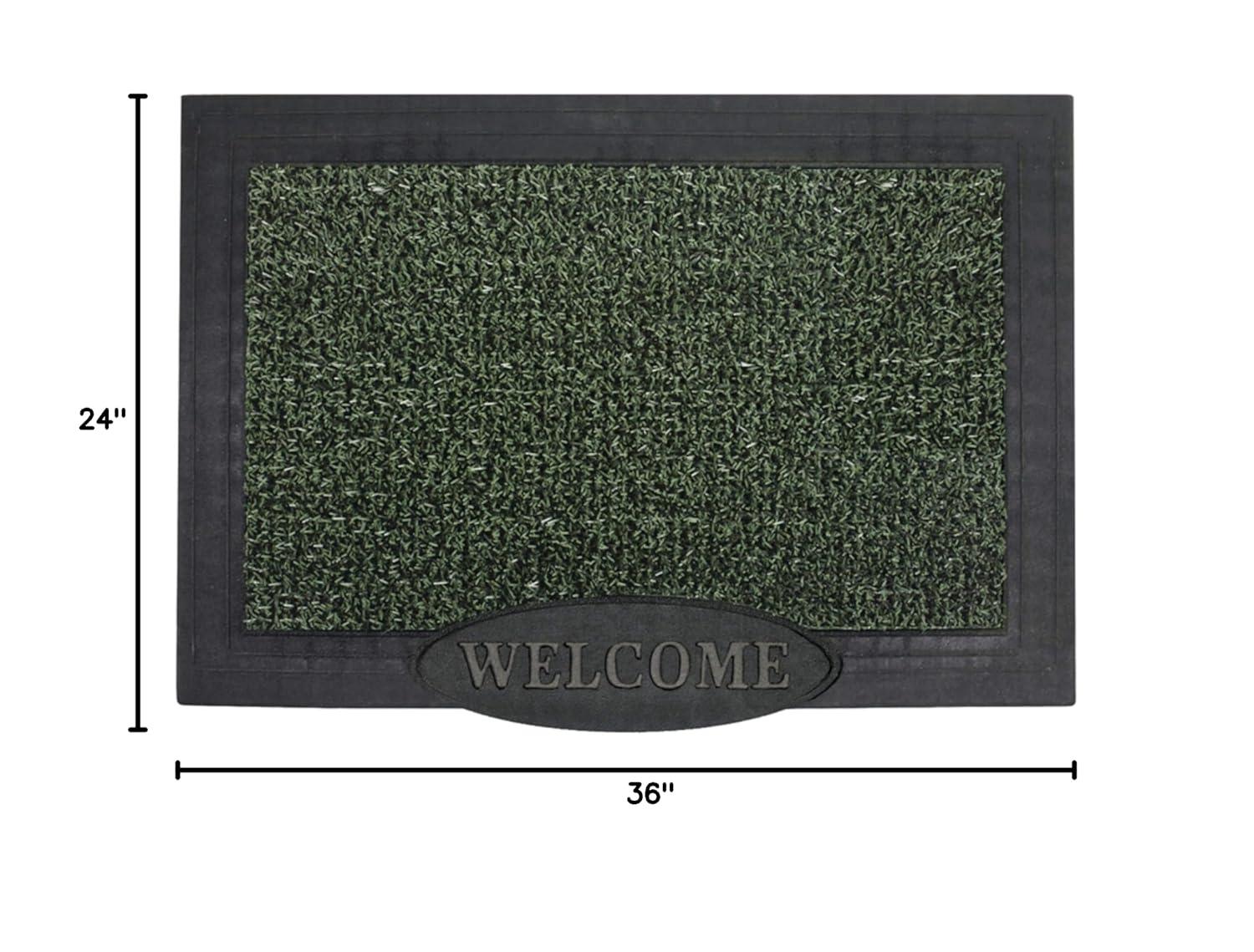 GrassWorx Clean Machine Big Welcome Doormat, 24" x 36", Evergreen (10372051)