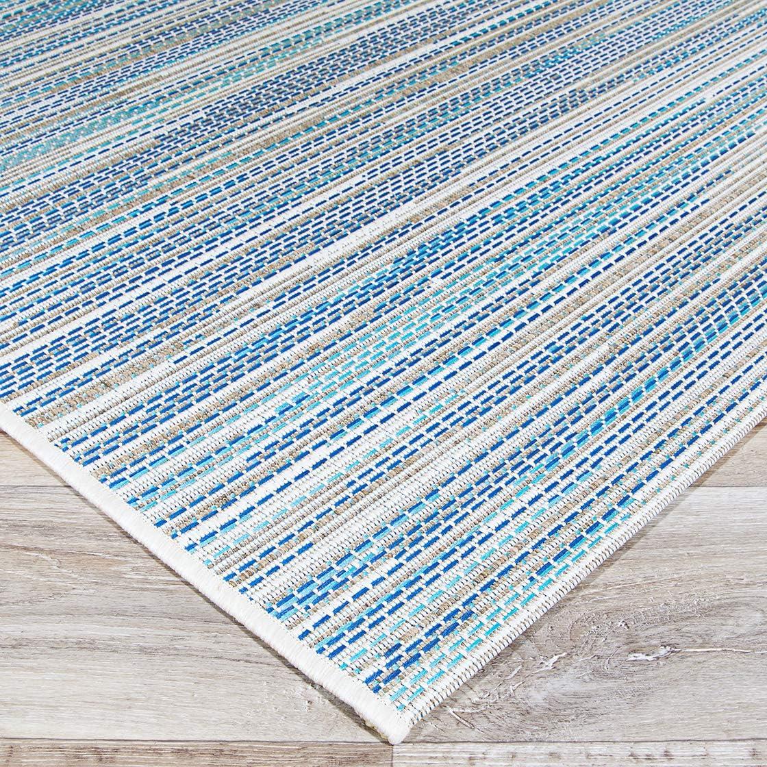 Couristan Monaco Alassio Indoor / Outdoor Area Rug, Sand-Azure Blue-Turquoise, 3'9" x 5'5"