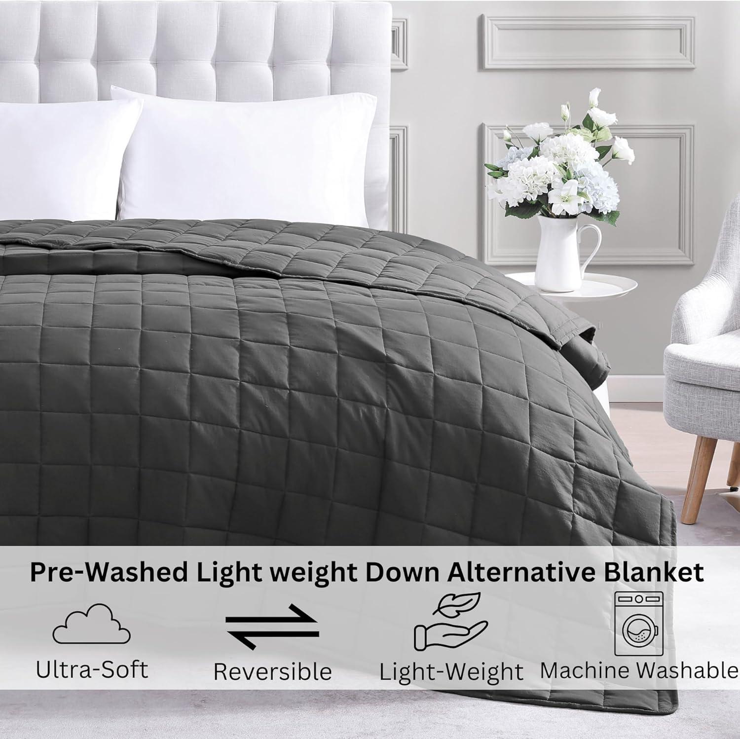 Charcoal Queen Size Lightweight Microfiber Bed Blanket