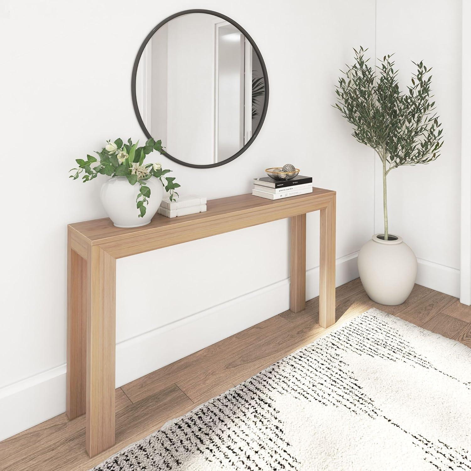 Plank+Beam 56" Modern Console Table, Solid Wood Narrow Entryway Table