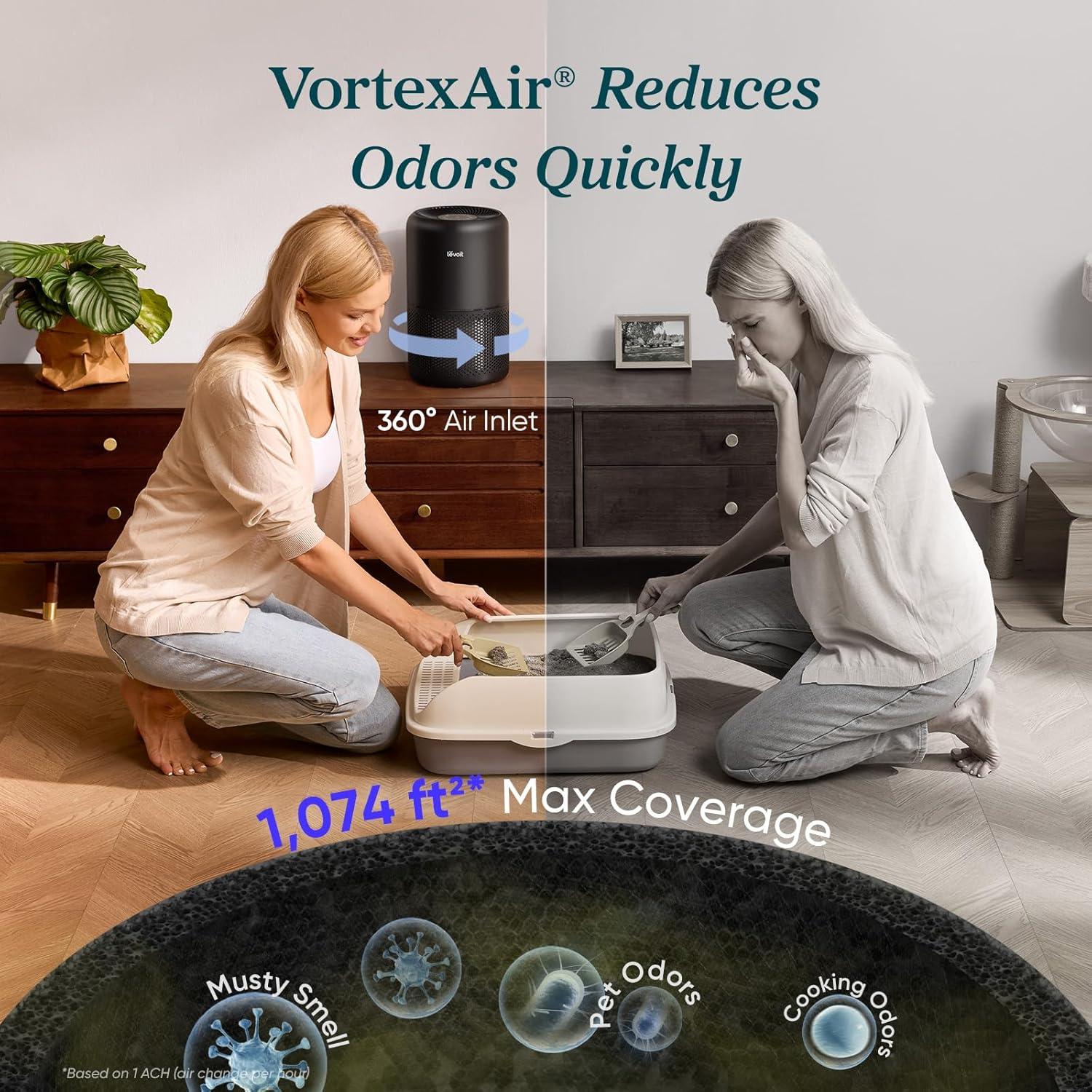 Black HEPA Ionic Odor Absorbing Air Purifier