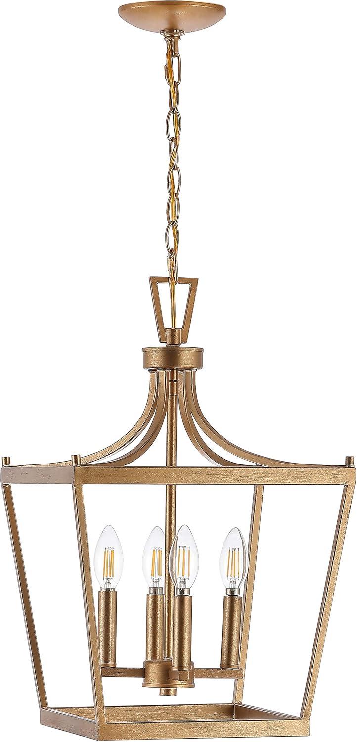 SAFAVIEH Nichi 4 Light Industrial Pendant, Gold Painted