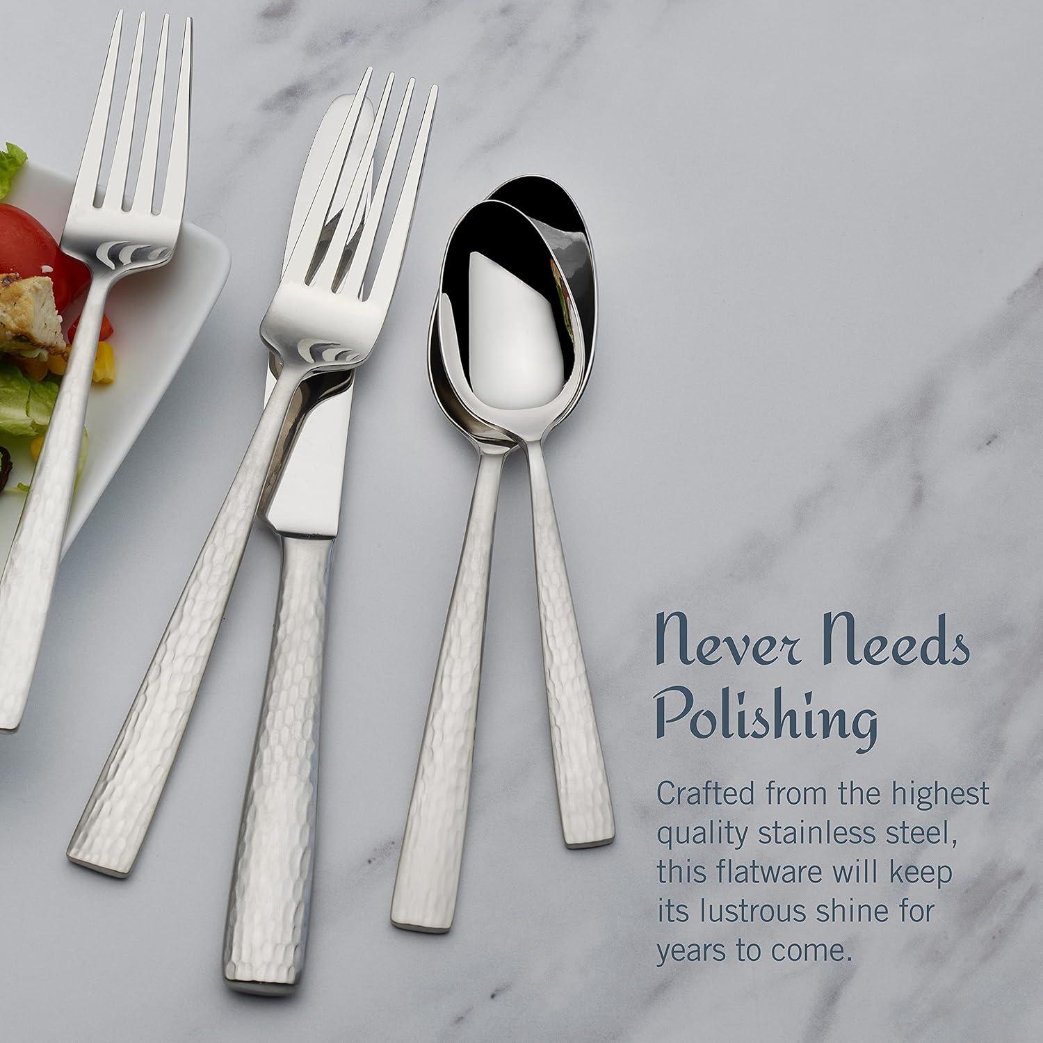 Oliver Hammered Stainless Steel 65-Piece Flatware Set