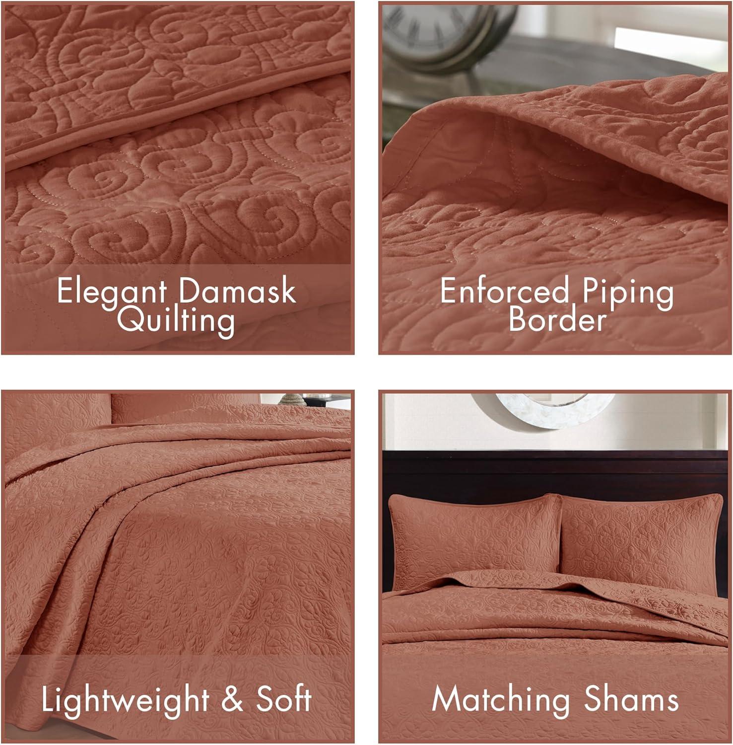 Madison Park 3pc Full/Queen Vancouver Reversible Quilt Set Clay Pink