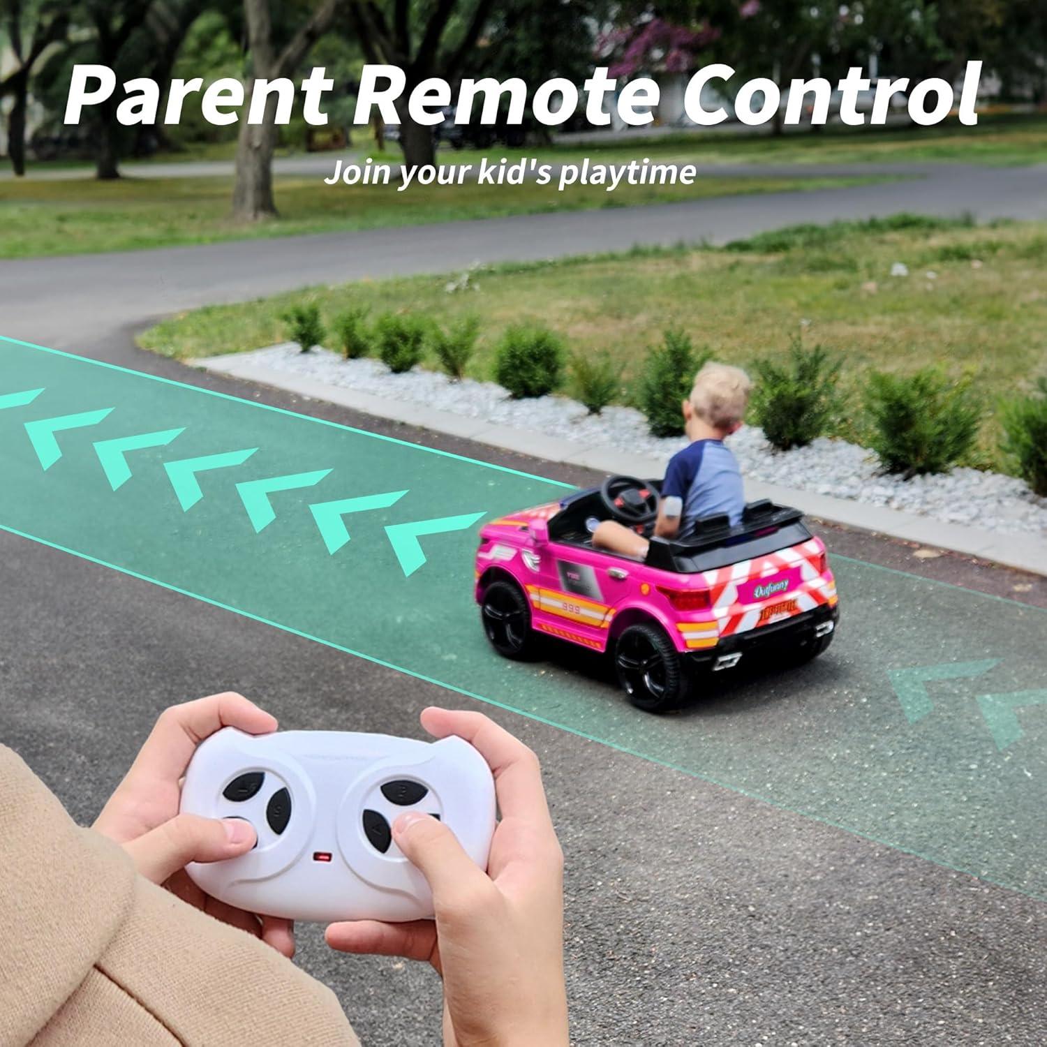 Outfunny Electric Police Car for Kids, 12 Volt Kids Ride on Toy Car with Remote Control, Bluetooth, Megaphone